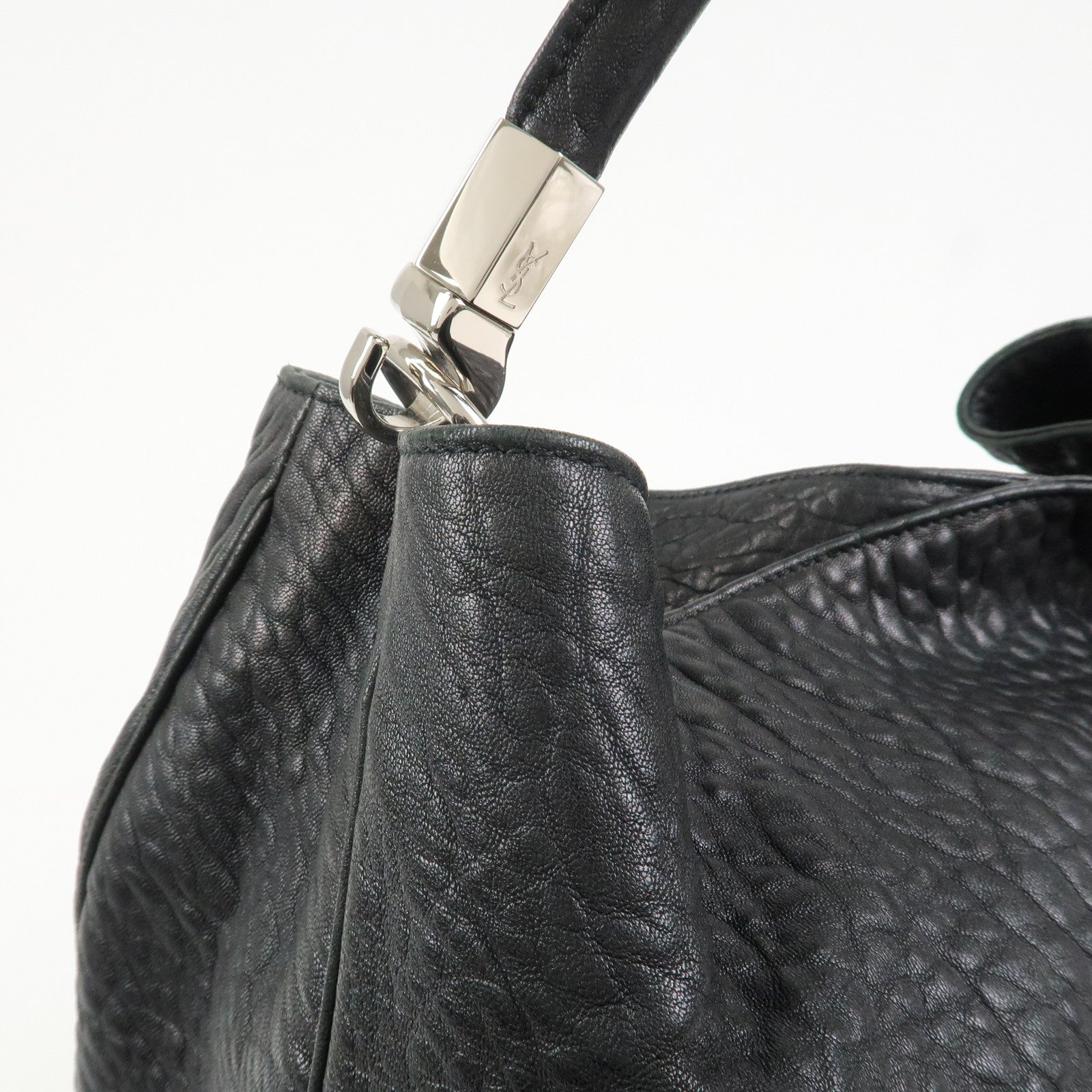 SAINT LAURENT PARIS Leather Shoulder Bag Hand Bag Black 228840