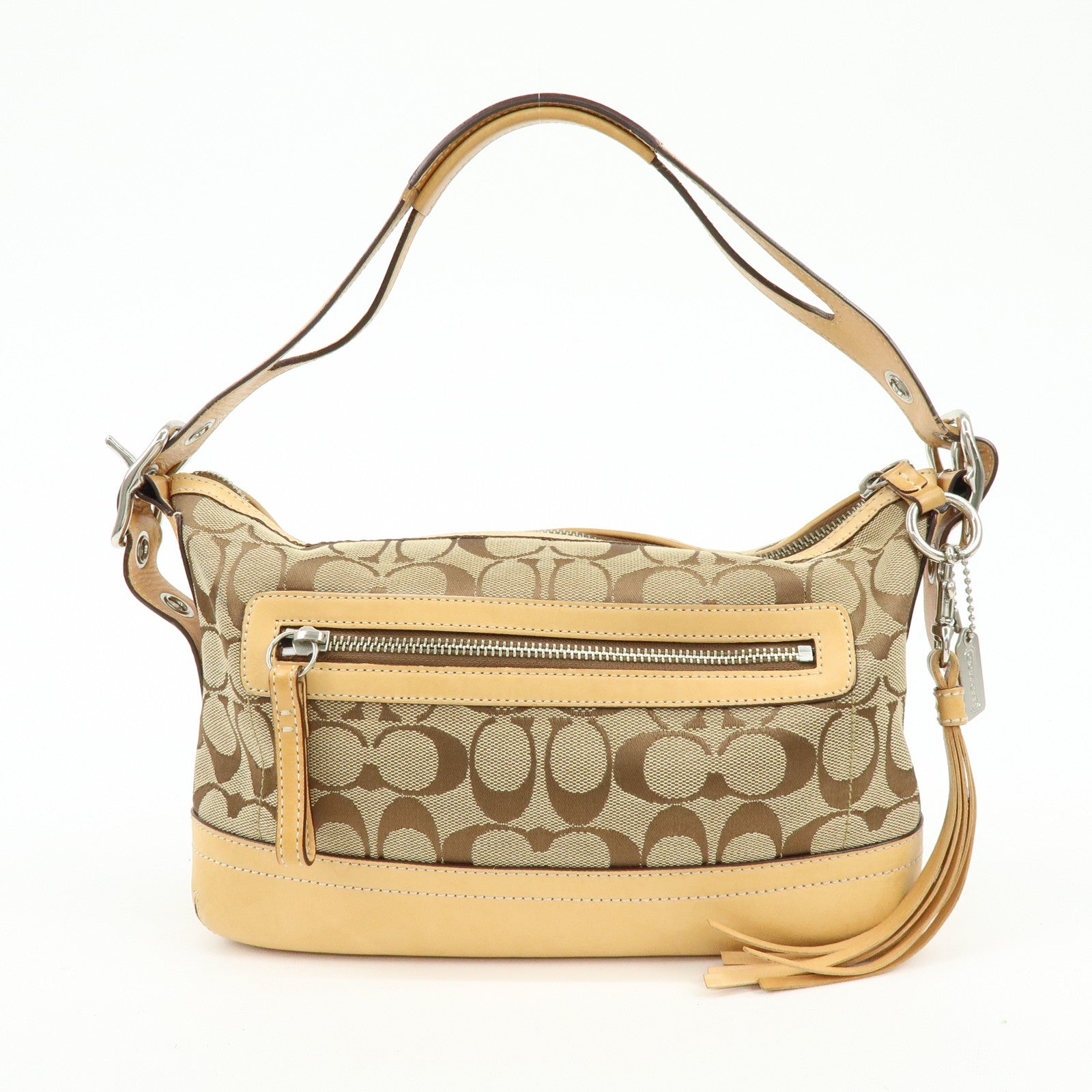 COACH Set of 2 Signature Canvas Leather Shoulder Bag Brown Black