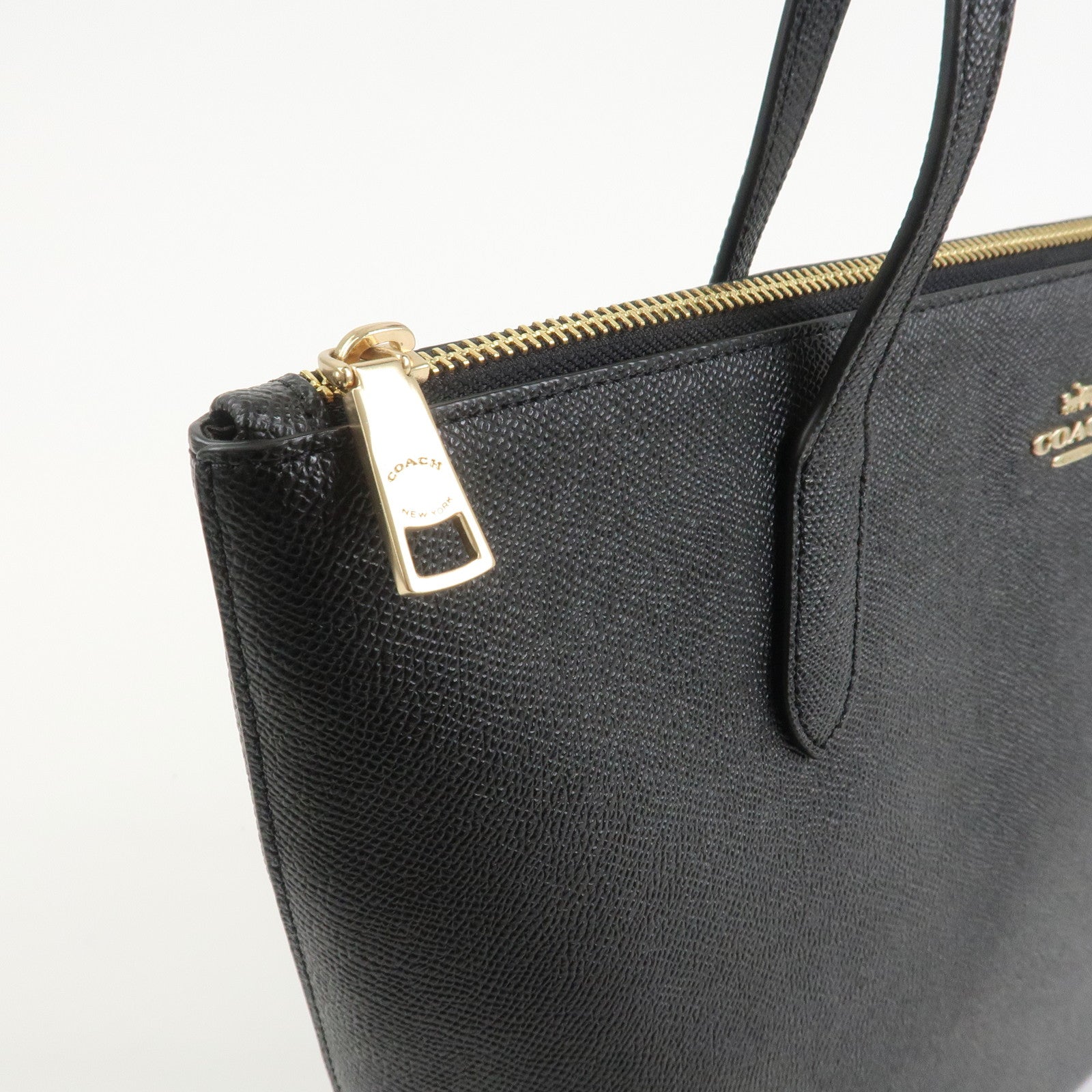 COACH Leather Tote Bag Shoulder Bag Black