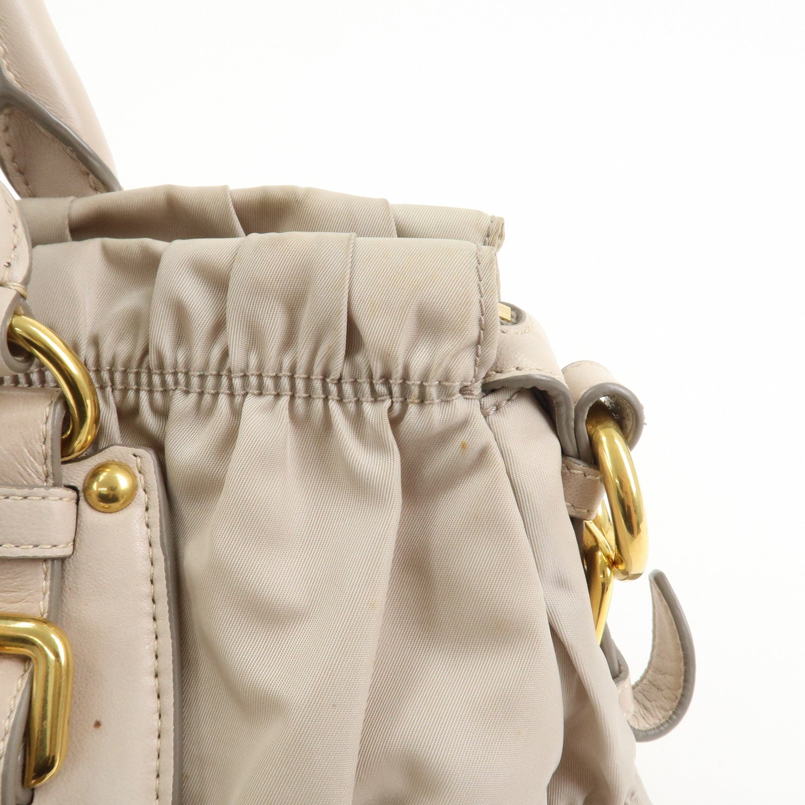 PRADA Nylon Leather 2Way Bag Hand Bag Shoulder Bag Gray BN1407