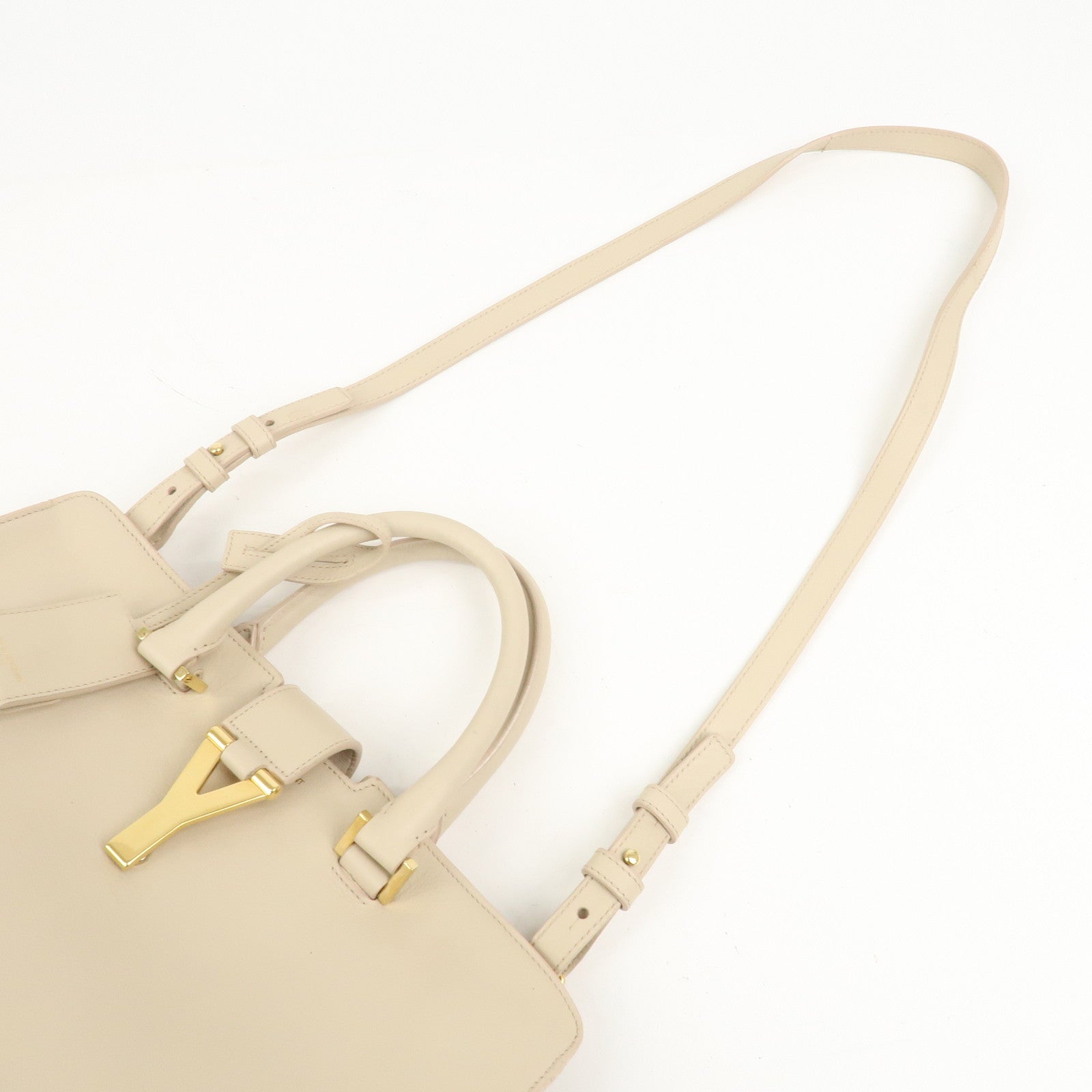 SAINT LAURENT PARIS Leather Petit Cabas Y 2WAY Bag Beige 311210