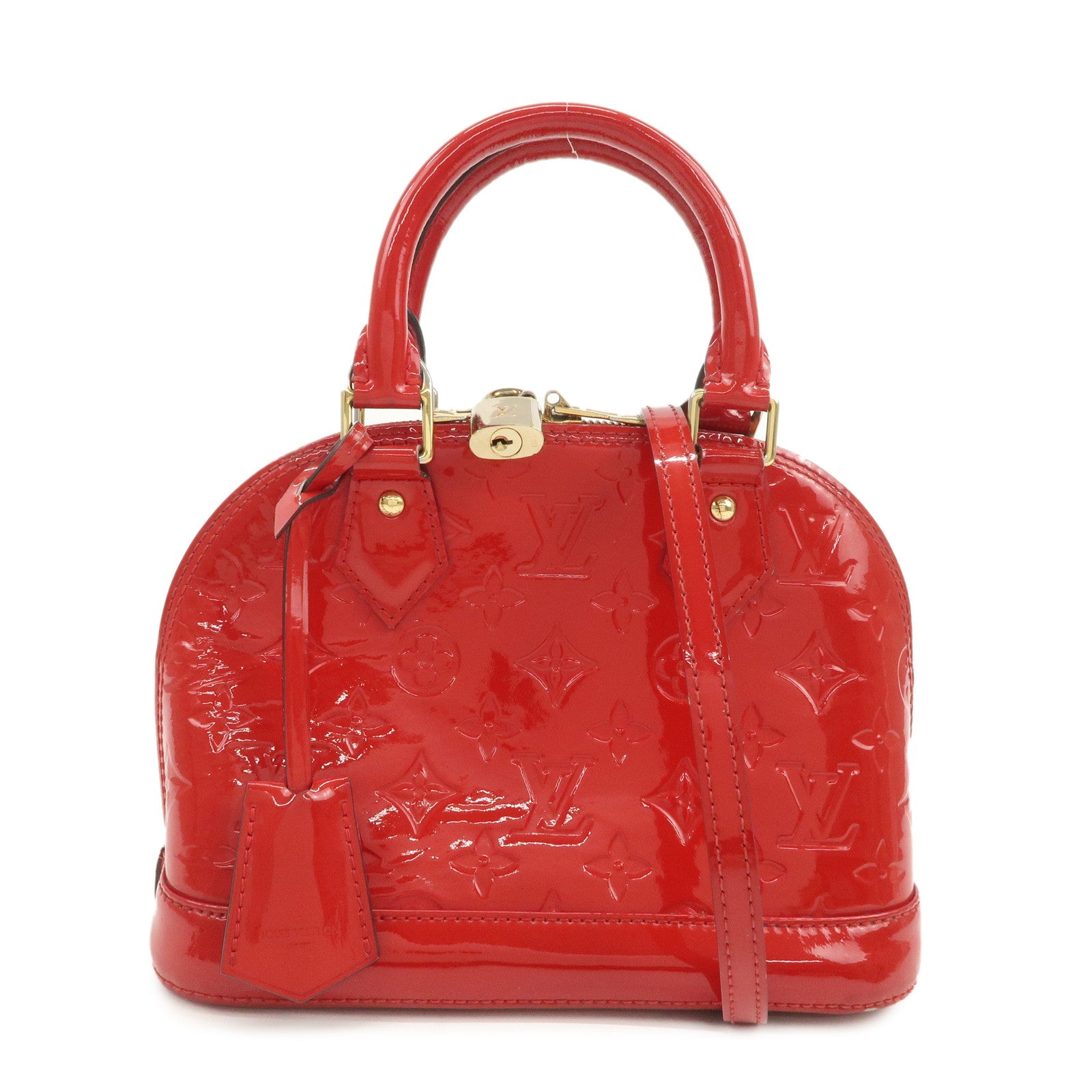 Louis Vuitton Monogram Vernis Alma BB 2Way Hand Bag Cerise M90174