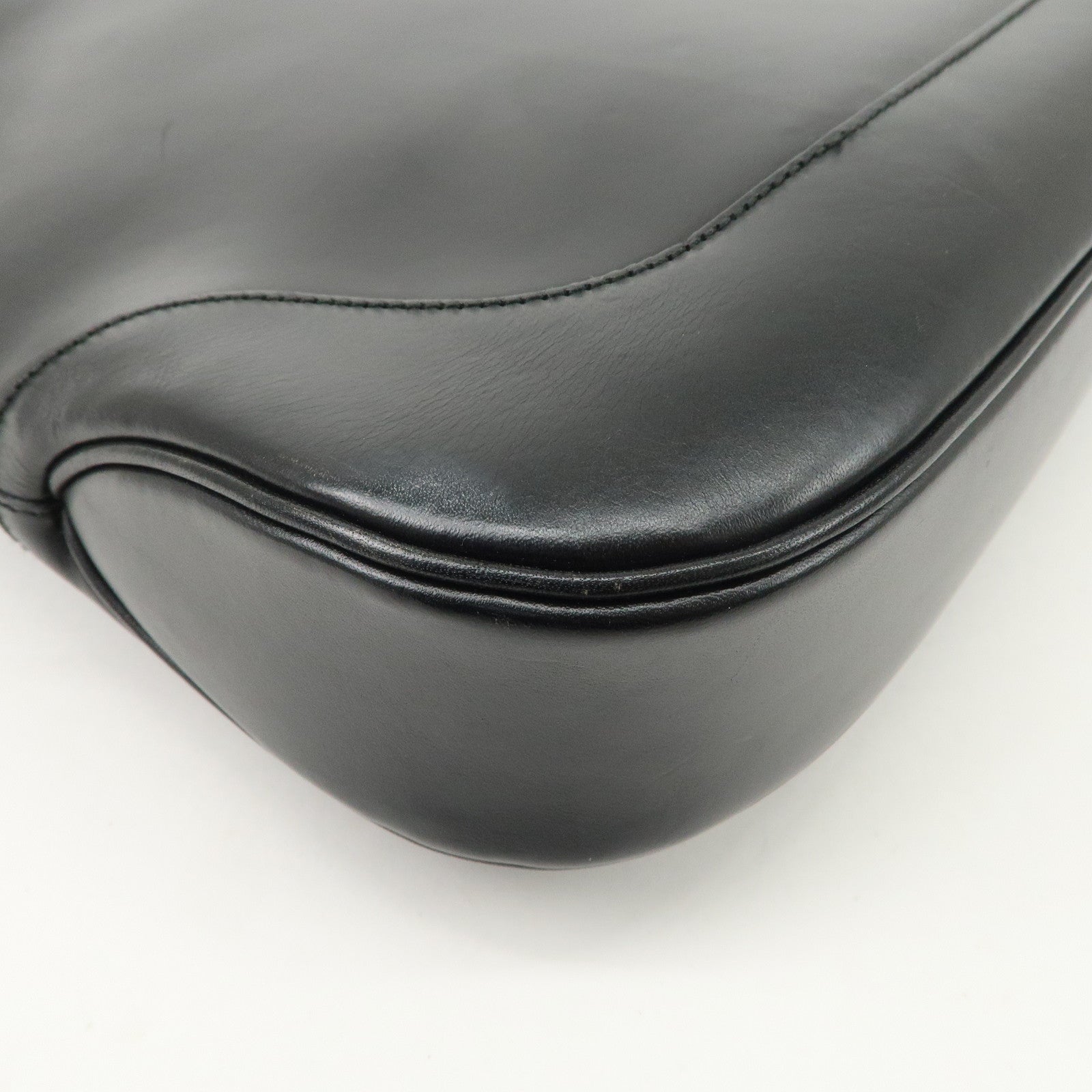 GUCCI Jackie Leather Shoulder Bag Hand Bag Black Silver Hardware 001.3346 Used