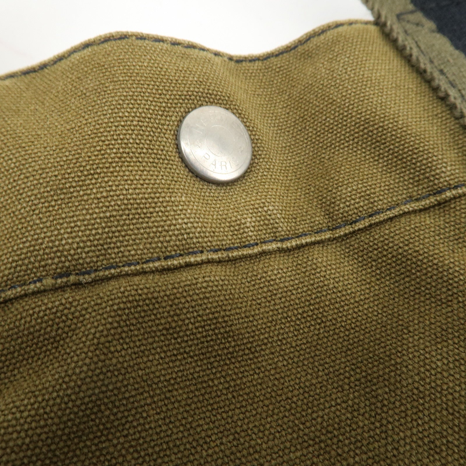 HERMES Fourre Tout MM Canvas Tote Bag Hand Bag Black Khaki