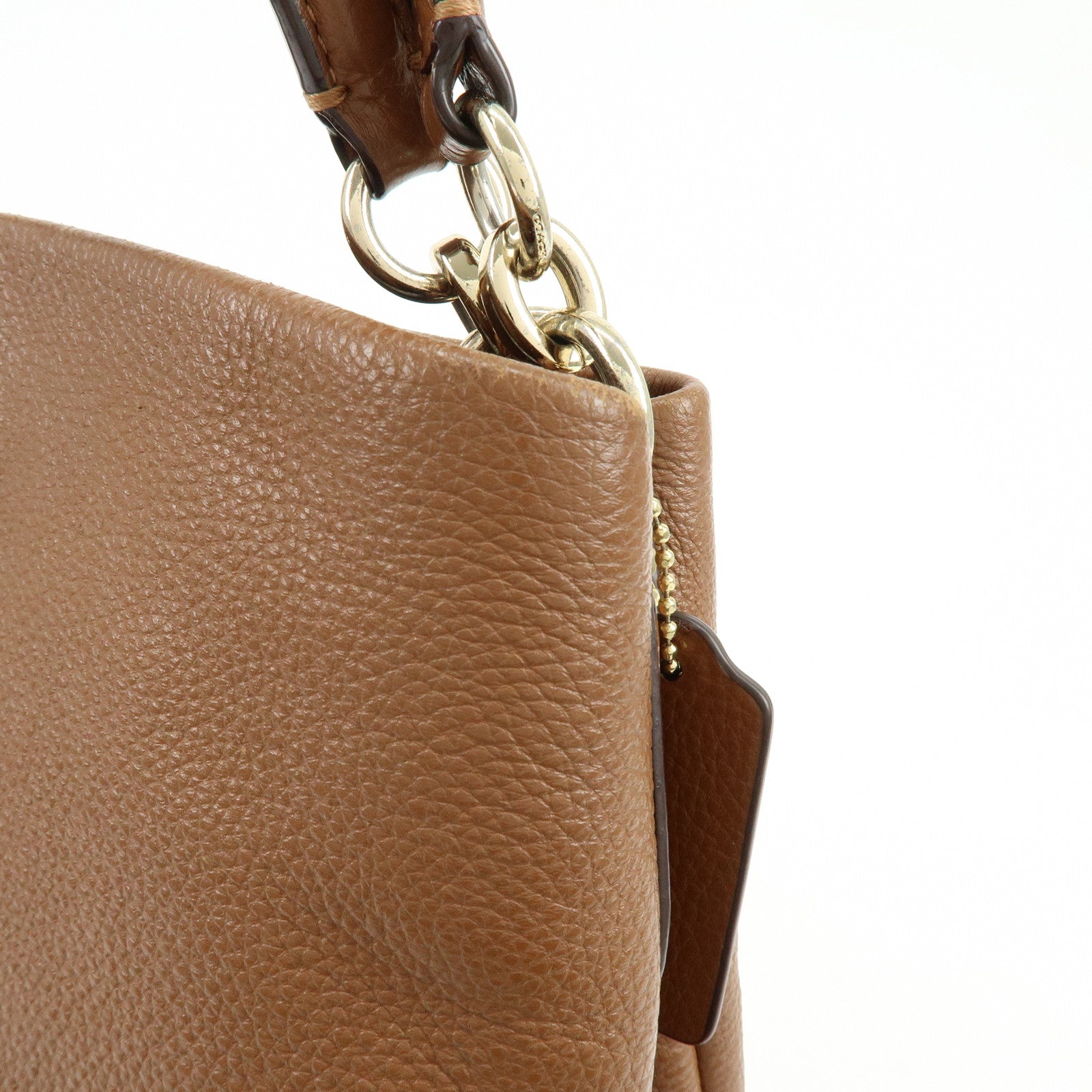 COACH Leather Shoulder Bag Hand Bag Brown