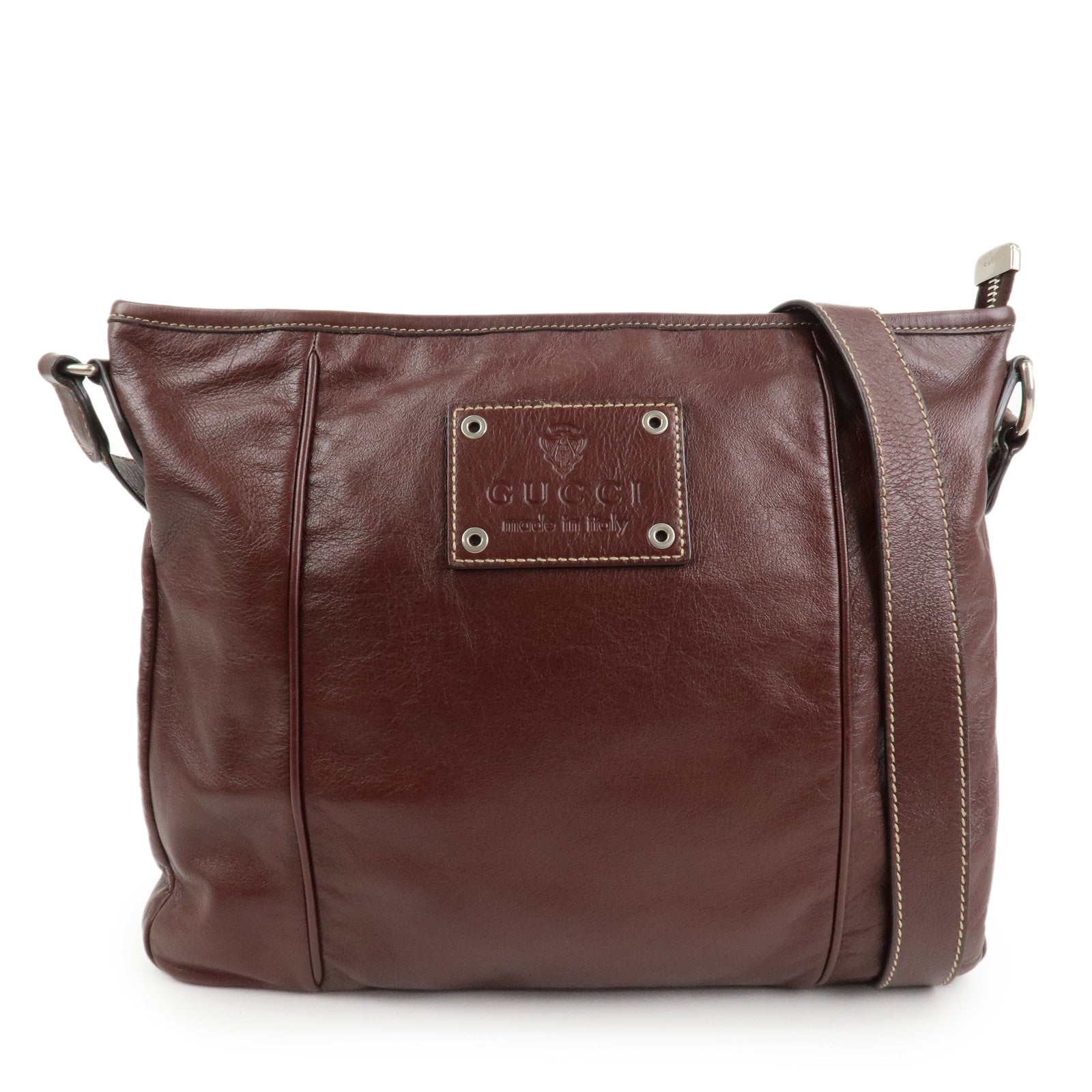 GUCCI Leather Shoulder Bag Crossbody Bag Bordeaux 190279 Used