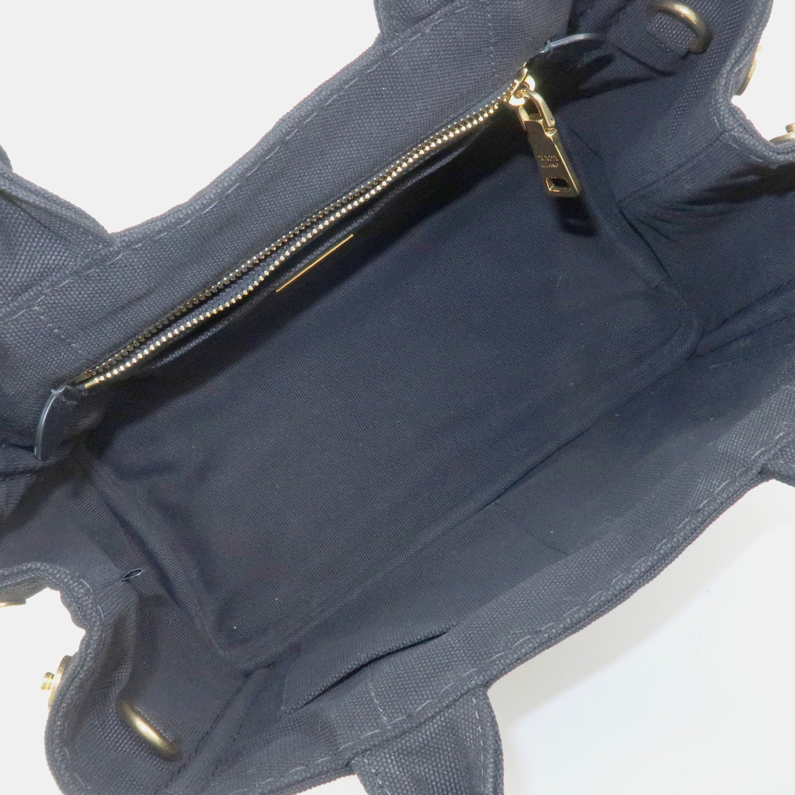 PRADA Logo Canapa Mini Canvas 2Way Bag Hand Tote Bag B2439G Black Used