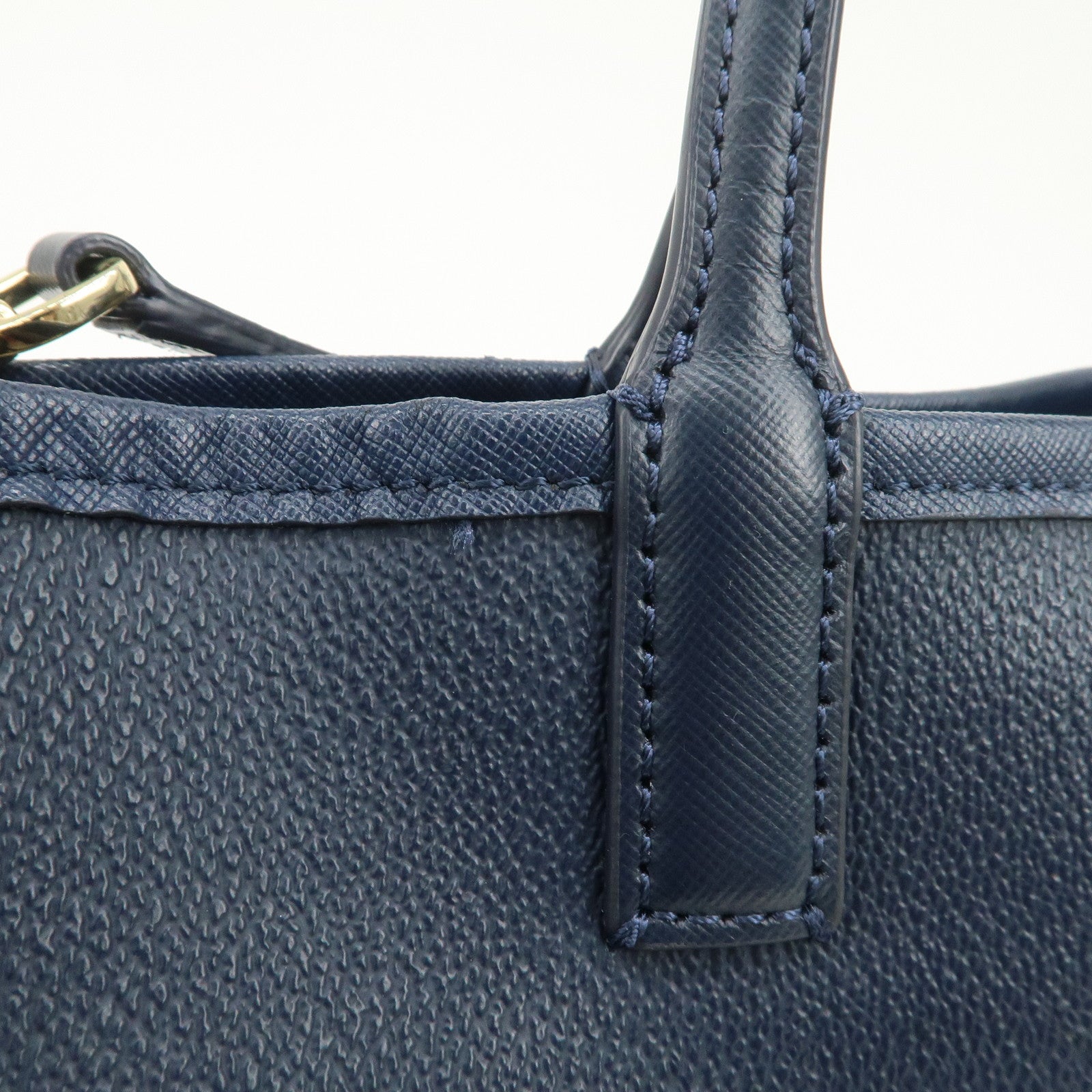 TORY BURCH Leather Tote Bag Hand Bag Navy