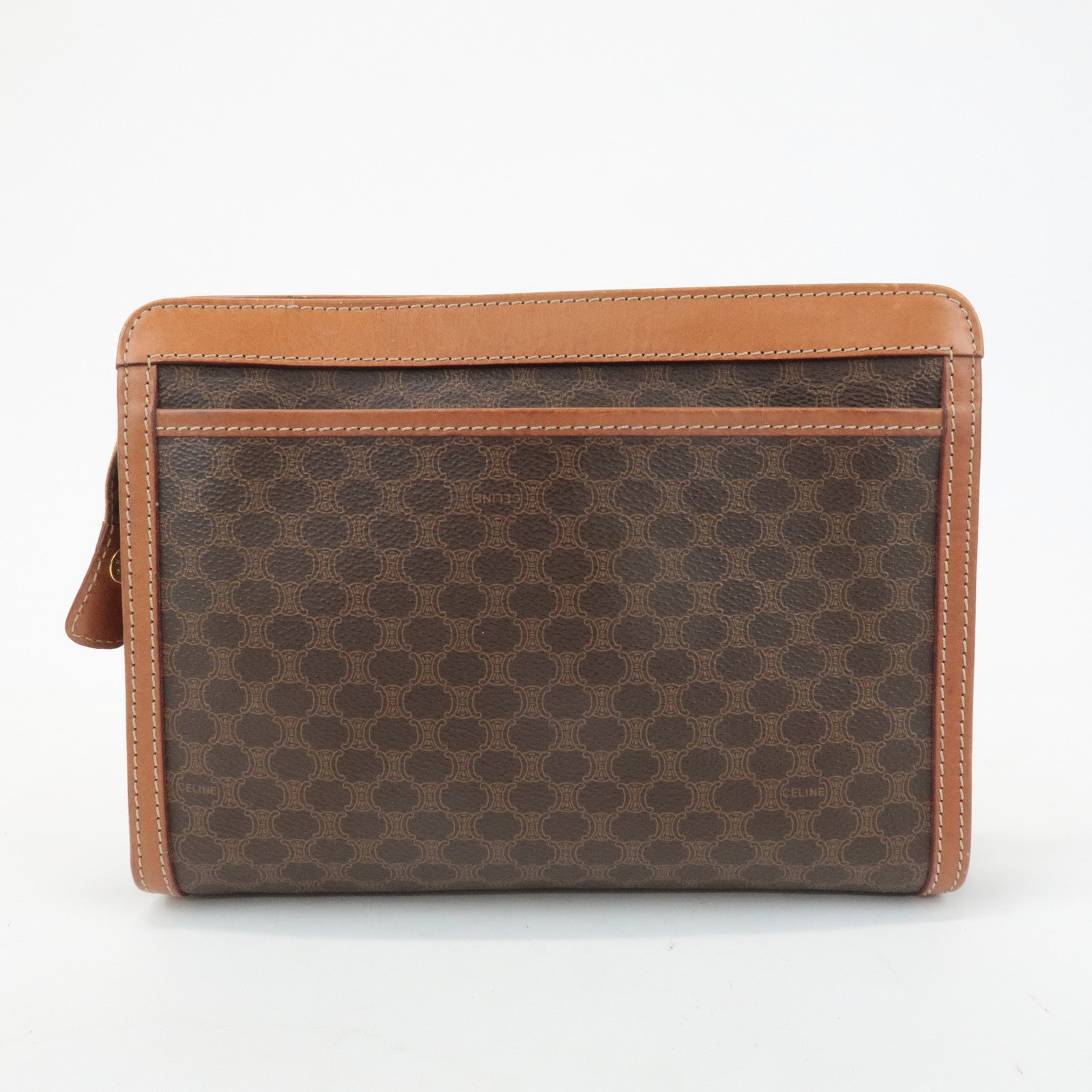 CELINE Macadam PVC Leather Clutch Bag Second Bag Brown