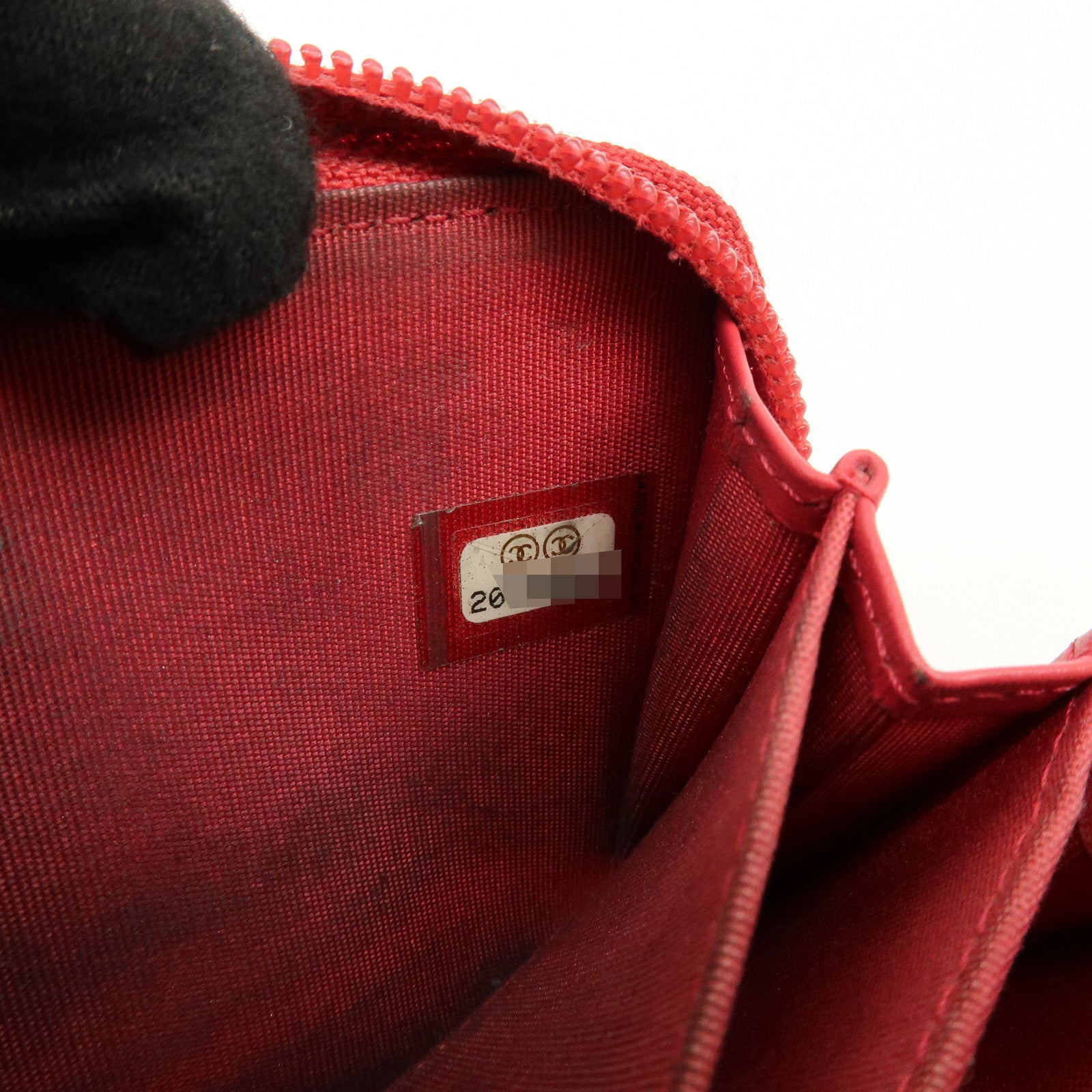 CHANEL COCO Mark Caviarskin Card Case Coin Case Red A68890