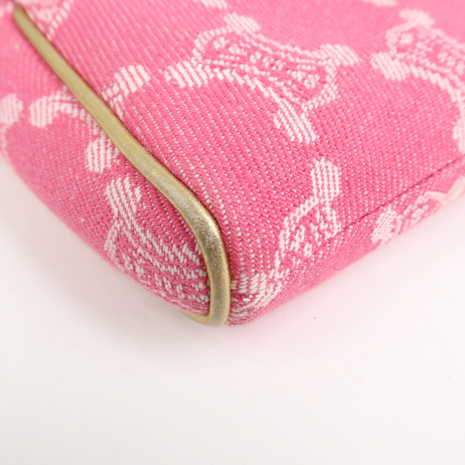 CELINE Triomphe Leather Canvas Shoulder Bag Hand Bag Pink Gold