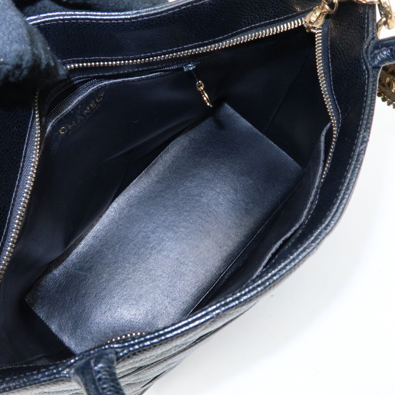 CHANEL Matelasse COCO Mark Cavairskin Medallion Hand Bag A01804