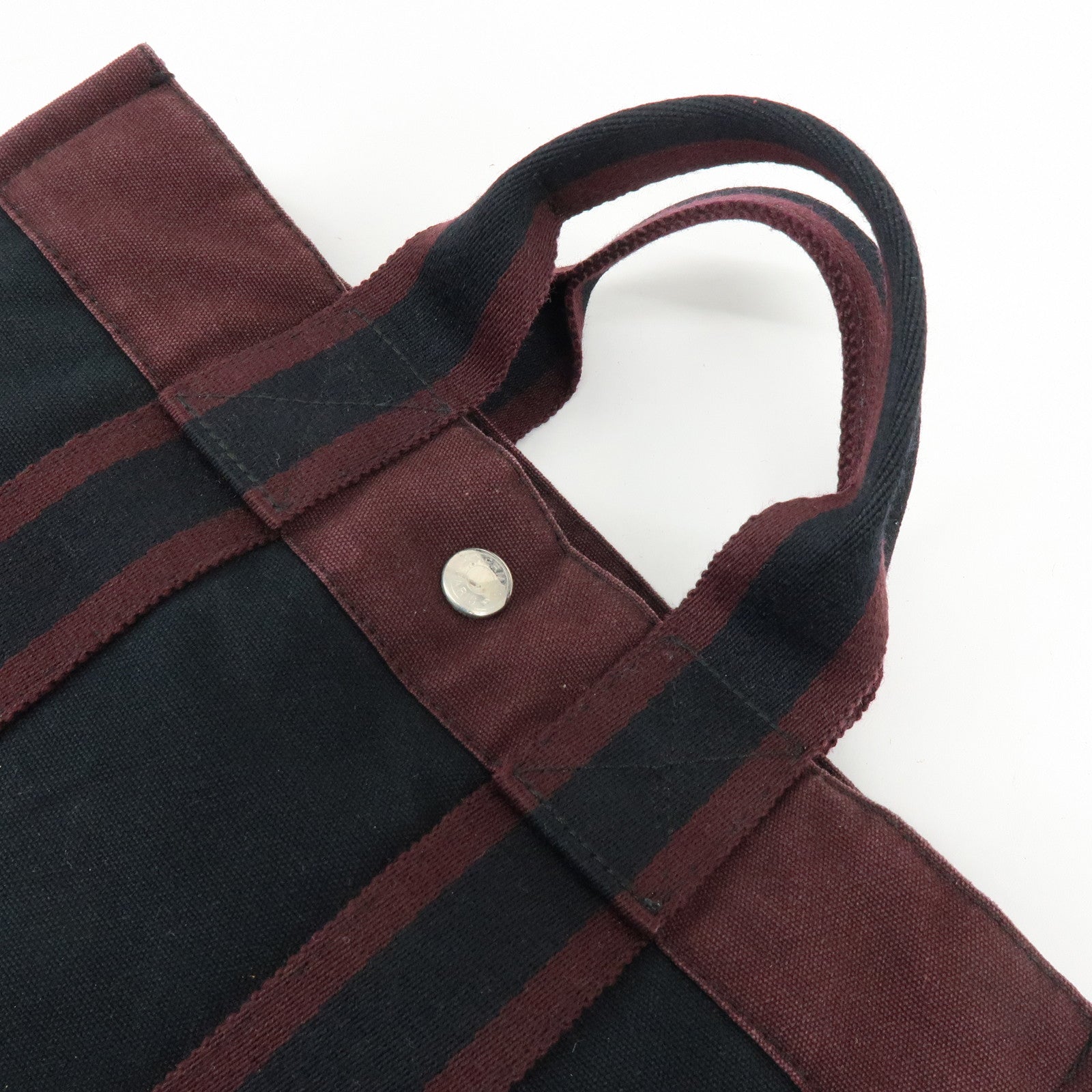 HERMES Fourre Tout PM Canvas Hand Bag Tote Bag Black Bordeaux