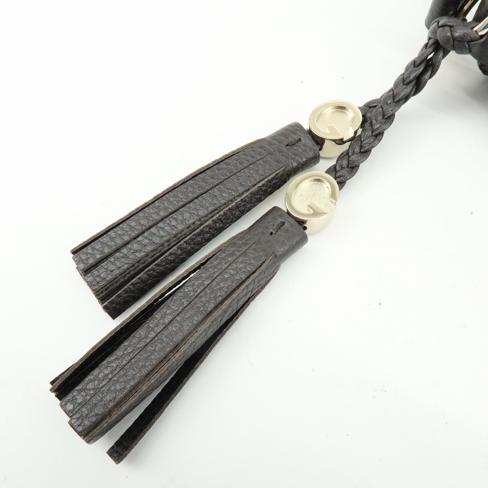 GUCCI Leather Shoulder Bag Tassel Charm Dark Brown 336659
