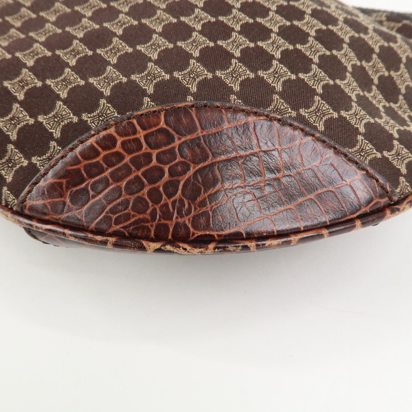 CELINE Macadam Canvas Embossed Leather Bittersweet Shoulder Bag