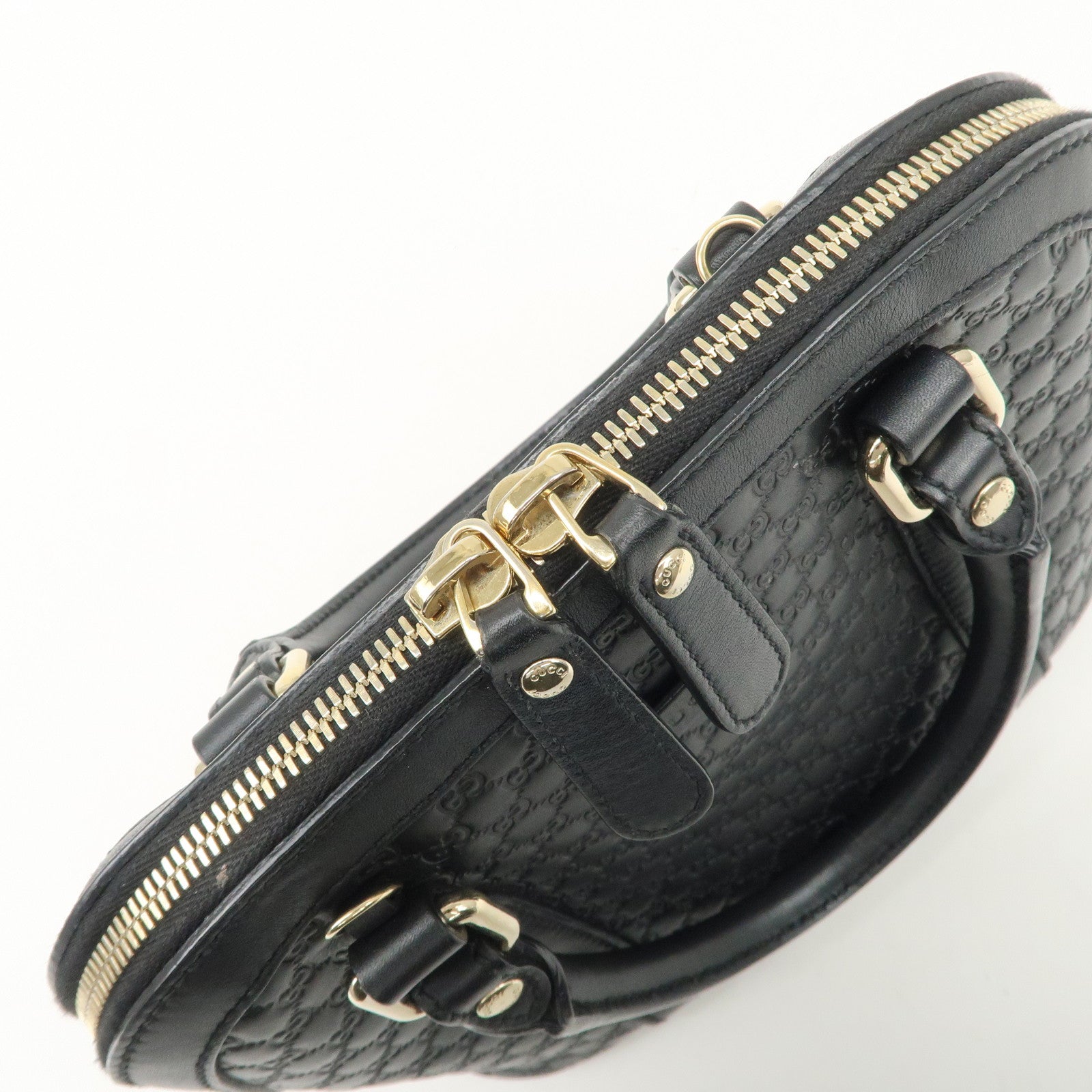 GUCCI Micro Guccissima Leather 2 Way Hand Bag Black 449654 Used