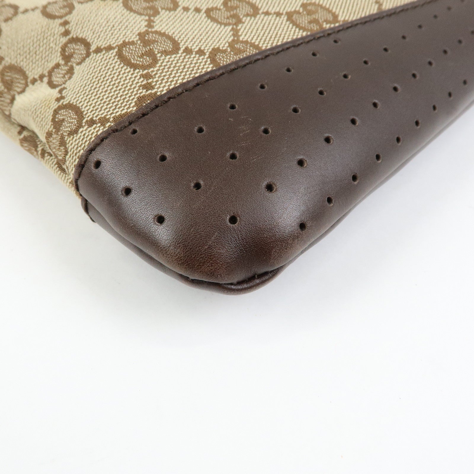 GUCCI GG Canvas Leather Shoulder Crossbody Bag Beige Brown 145857