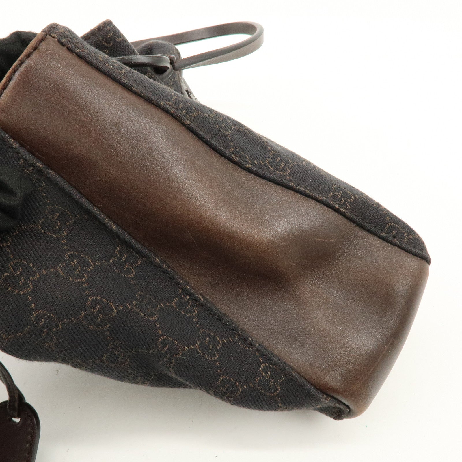 GUCCI GG Canvas Leather Shoulder Bag Tote Bag Brown 101919