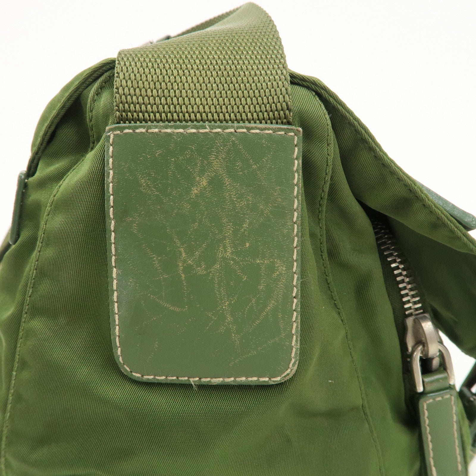 PRADA Triangle Logo Nylon Shoulder Bag Crossbody Bag Green Used