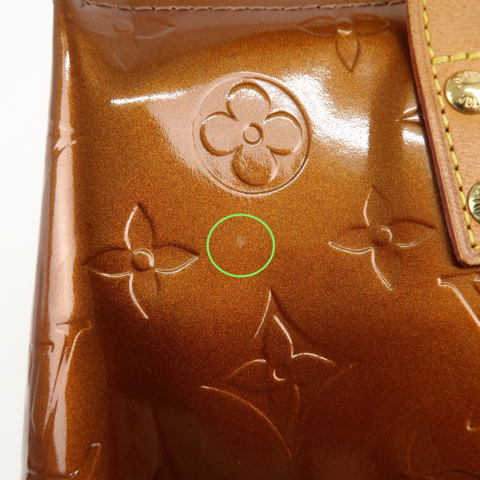 Louis Vuitton Monogram Vernis Lead PM Hand Bag Bronze M91146