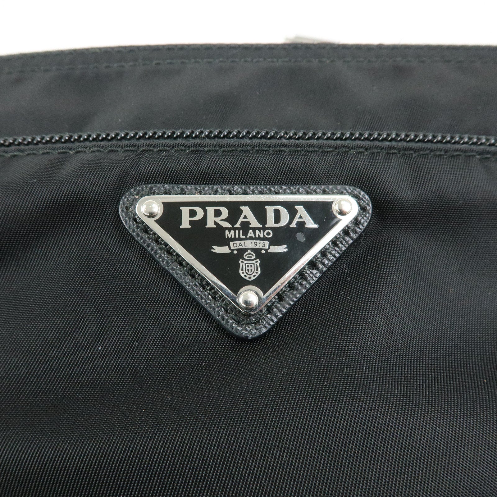PRADA Triangle Logo Nylon Shoulder Bag Crossbody Bag Black 1BH978