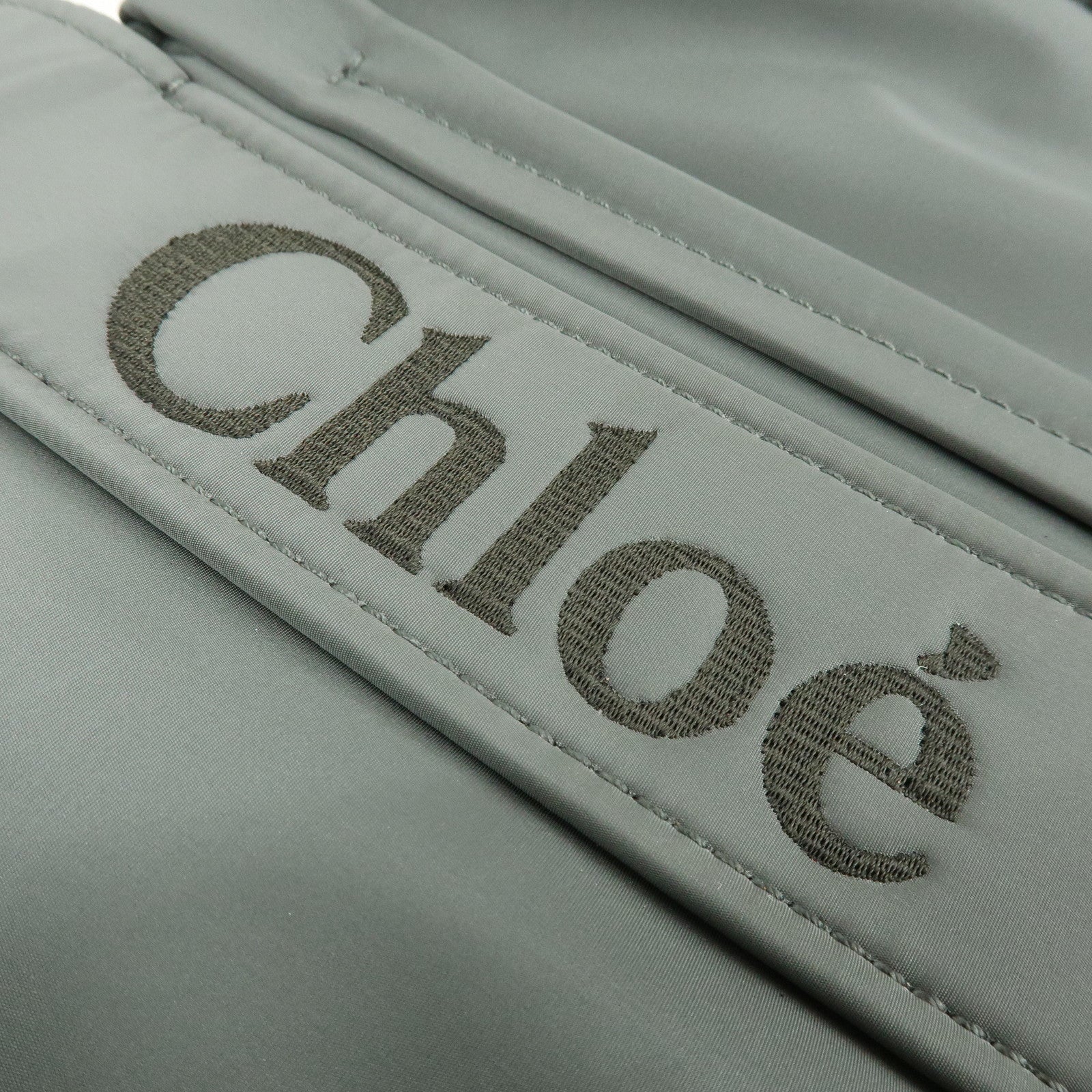 Chloe Woody Nylon Tote Bag Shoulder Bag Gray