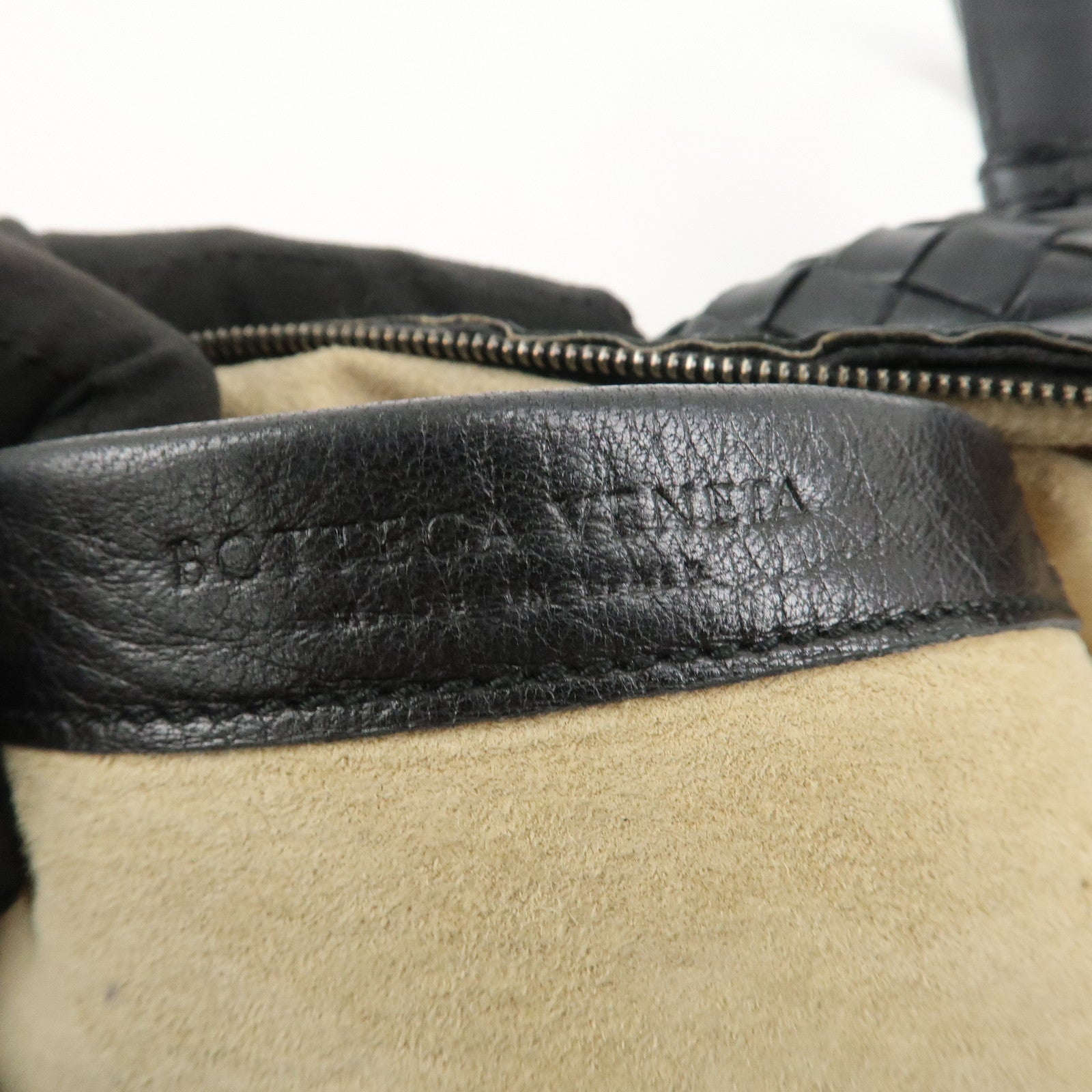 BOTTEGA VENETA Intrecciato Leather Boston Bag Hand Bag Black 145121