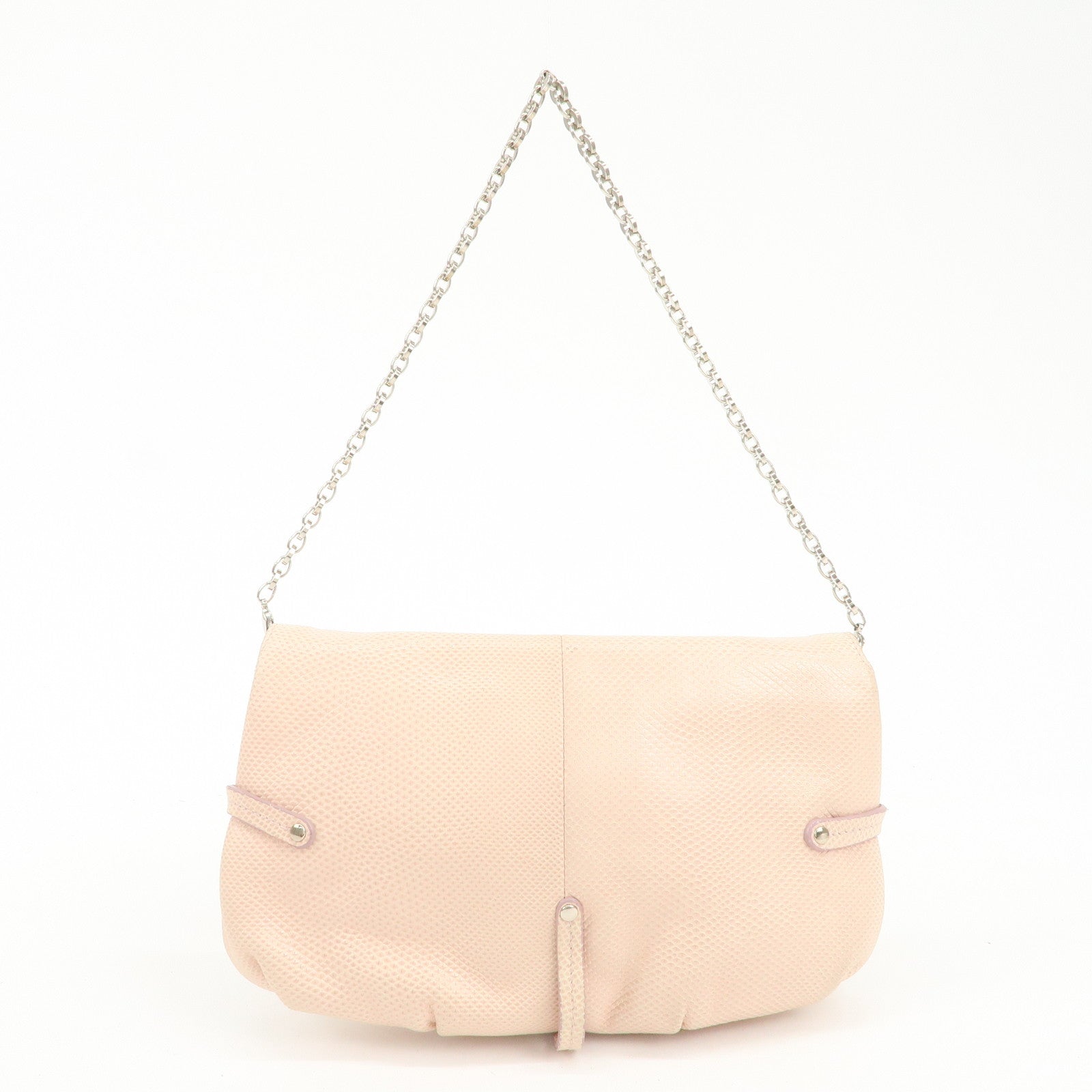 Ferragamo Gancini Leather Chain Hand Bag Shoulder Bag Pink