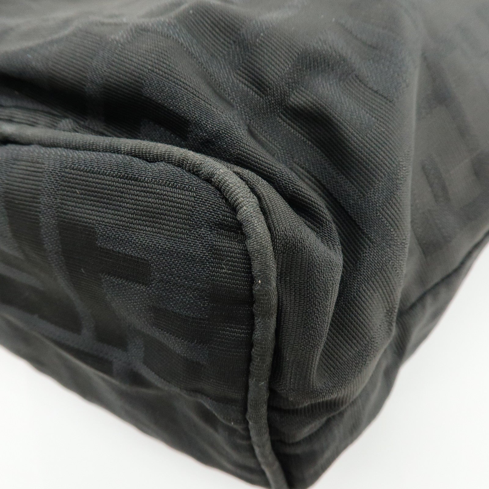 FENDI Zucca Canvas Leather Tote Bag Shoulder Bag Black 15785