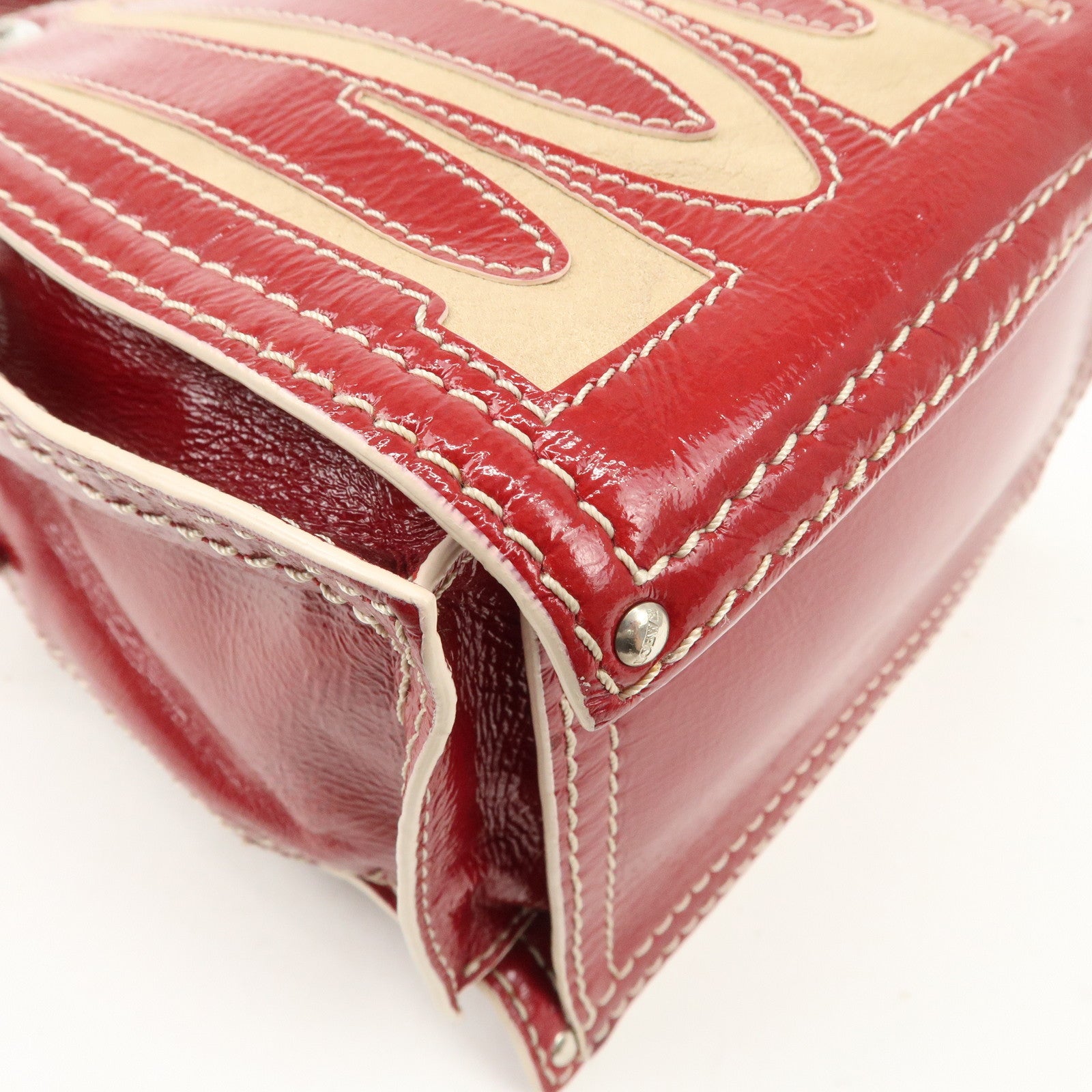 LOEWE Anagram Leather Hand Bag Shoulder Bag Red Used