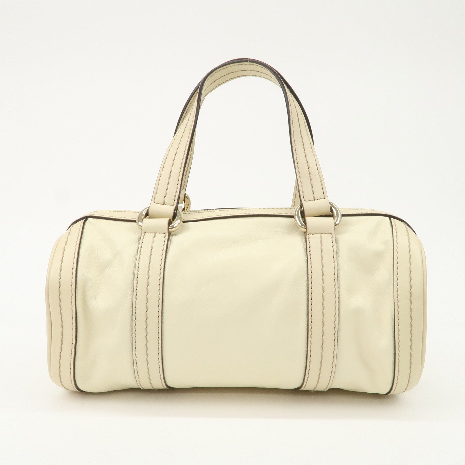 GUCCI Leather GG Crystal Hysteria Boston Bag Hand Bag Ecru 181485