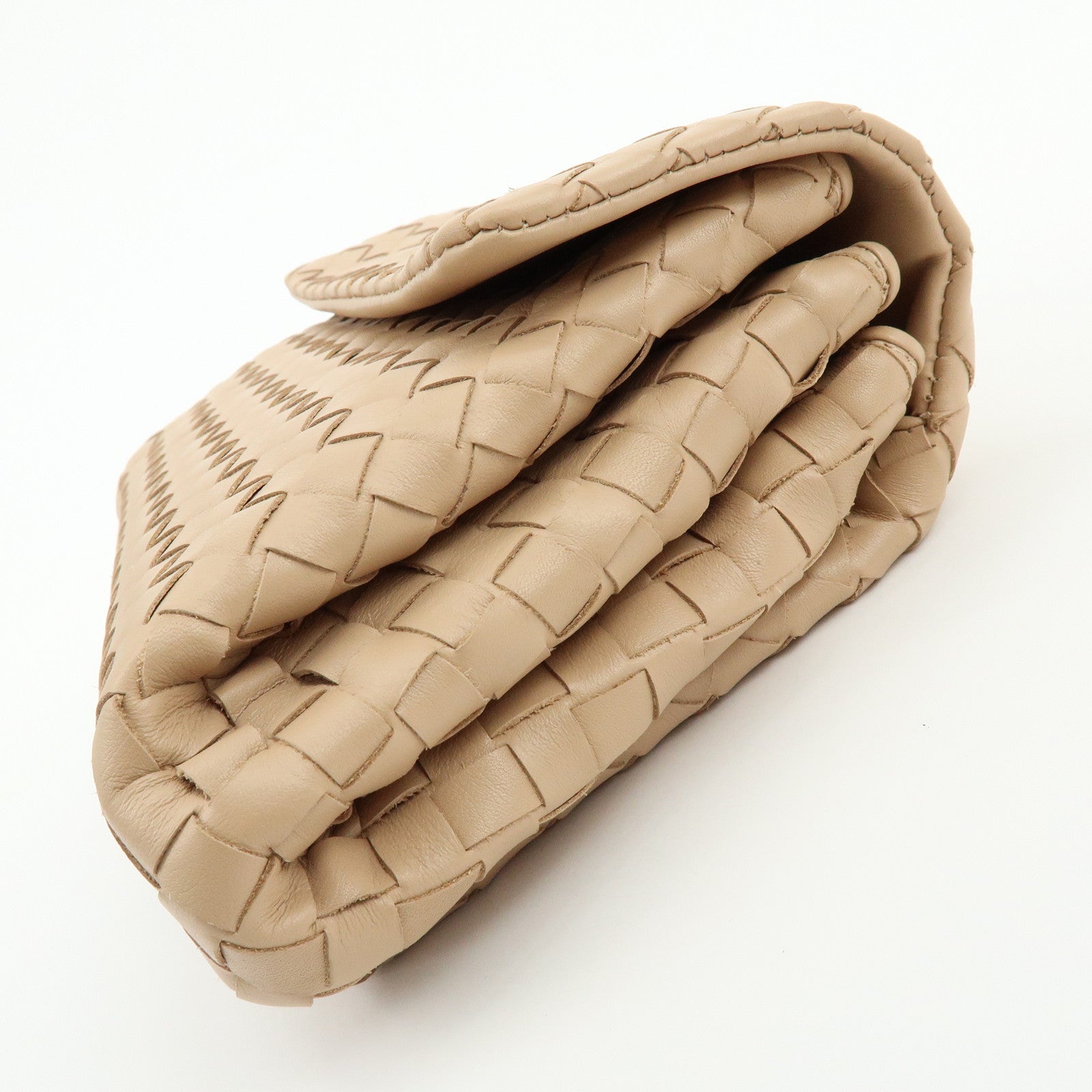 BOTTEGA VENETA Intrecciato Nappa Leather Clutch Bag Beige