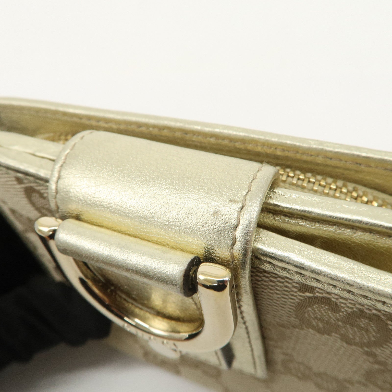 GUCCI Abbey GG Canvas Leather Bi-fold Wallet Beige Gold 154255