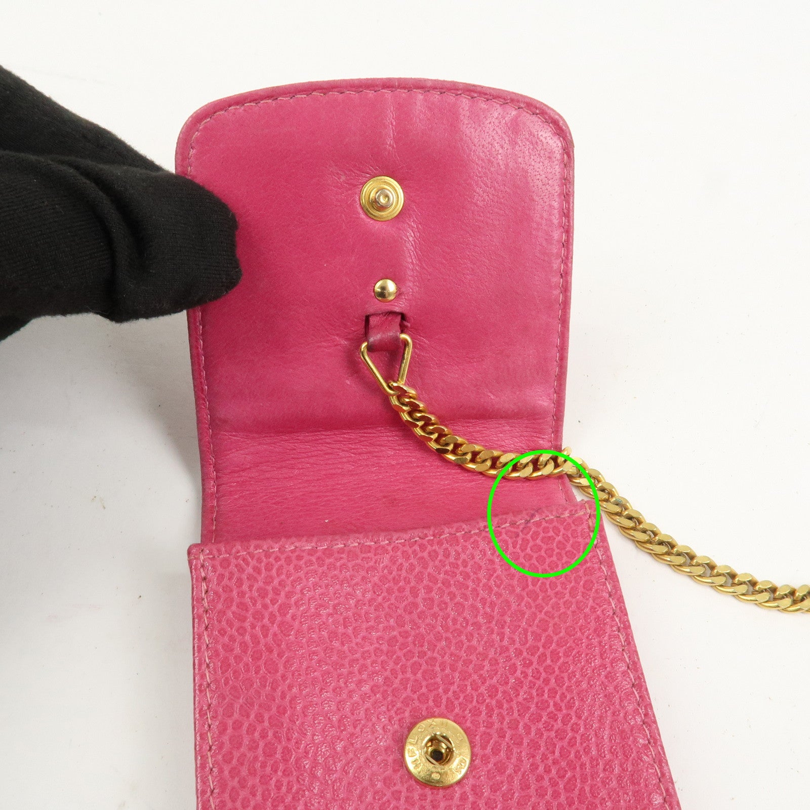 CHANEL COCO Mark Caviarskin Leather Cigarette Case Pink