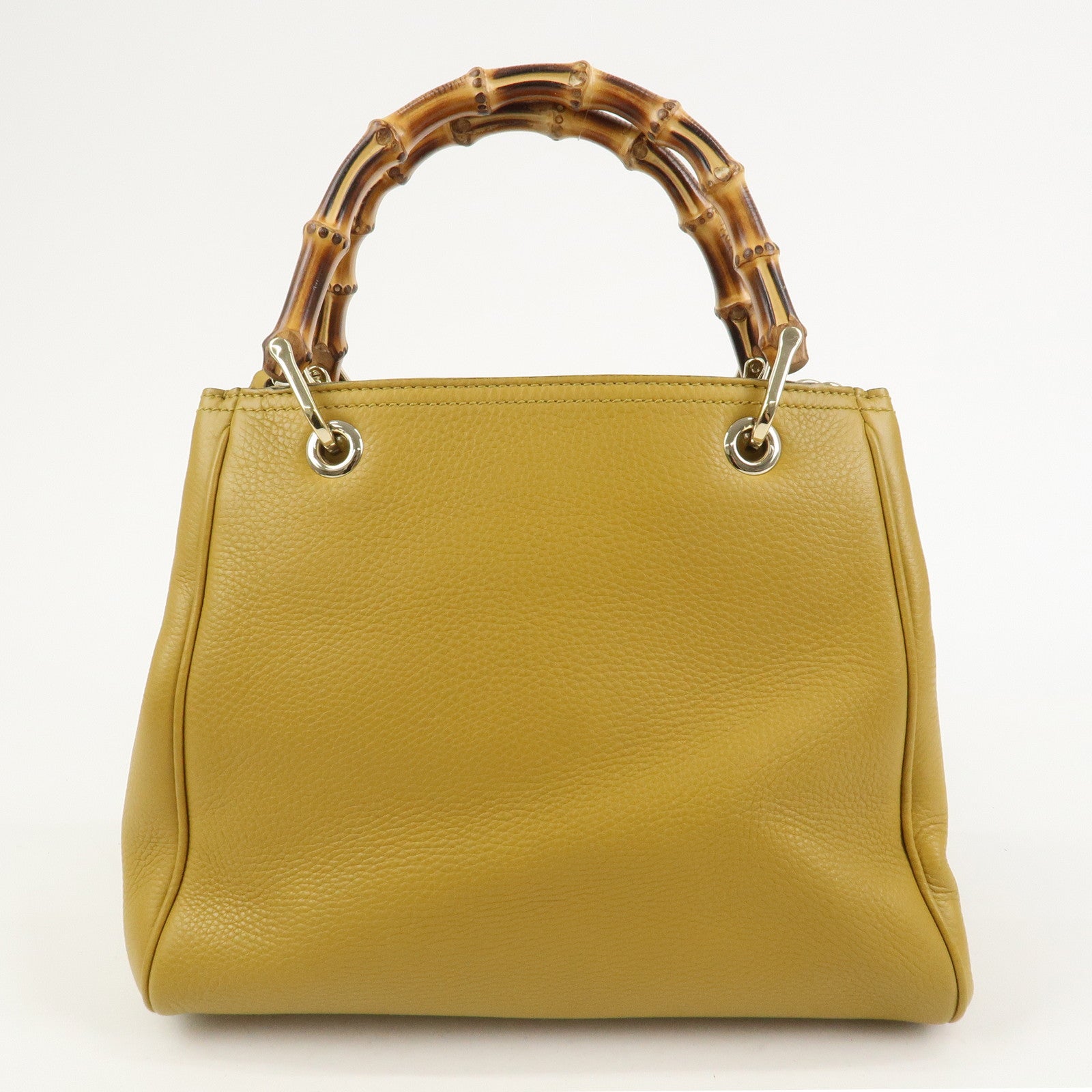 GUCCI Bamboo Leather 2Way Bag Tote Shoulder Bag Mustard 336032