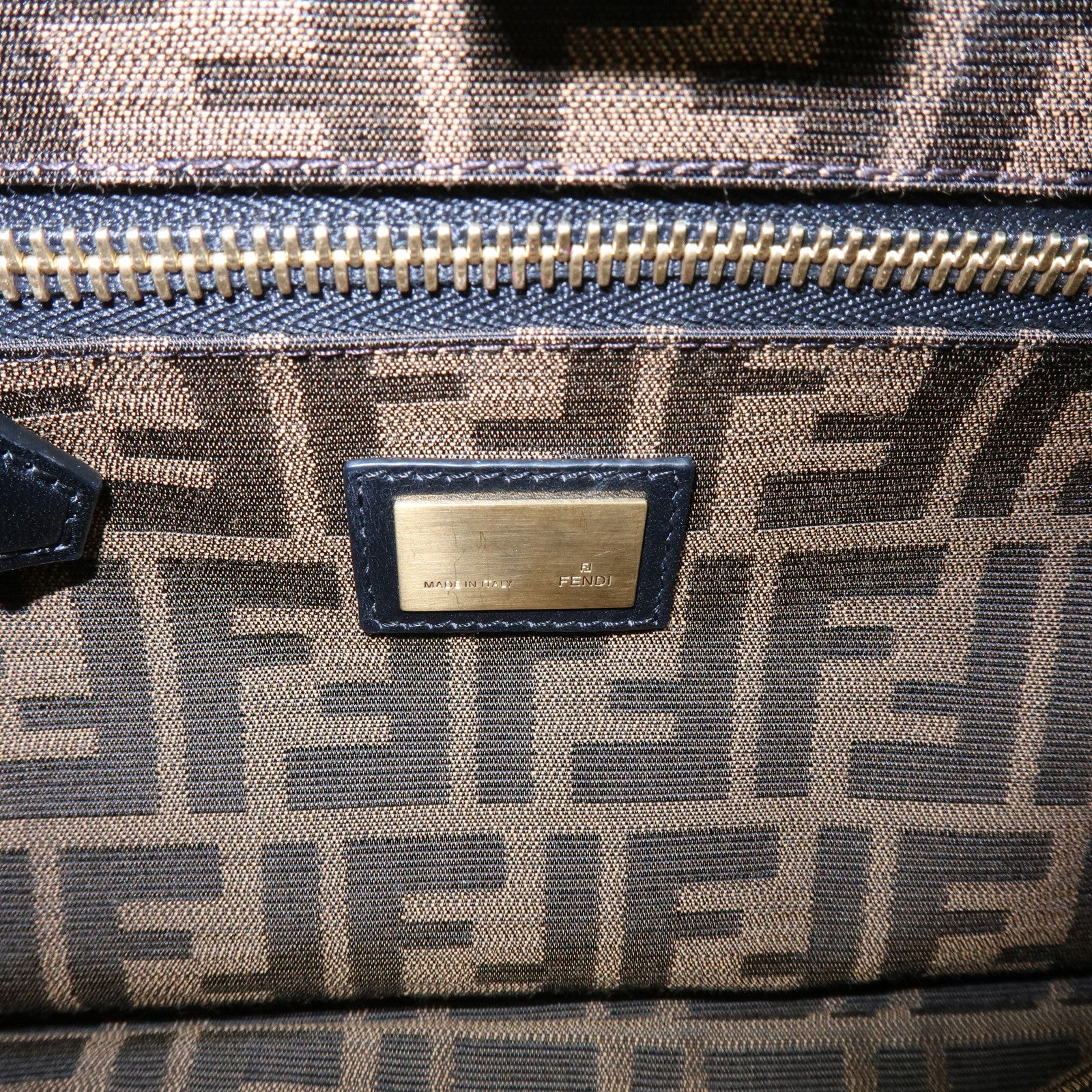 FENDI Peekaboo Leather 2Way Bag Hand Bag Shoulder Bag Black 8BN211