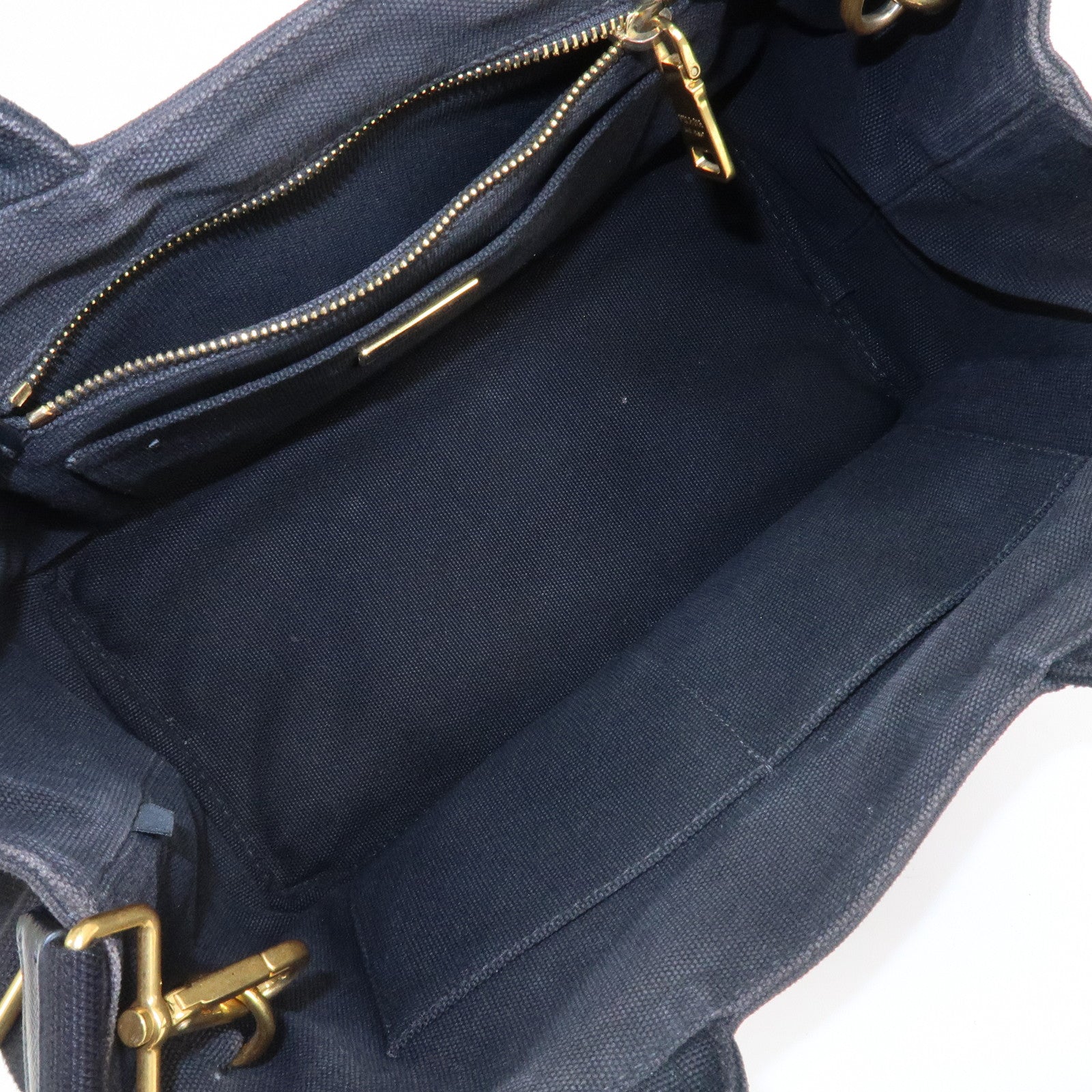 PRADA Triangle Logo Denim Canapa Bijoux 2Way Hand Bag Black B2642B