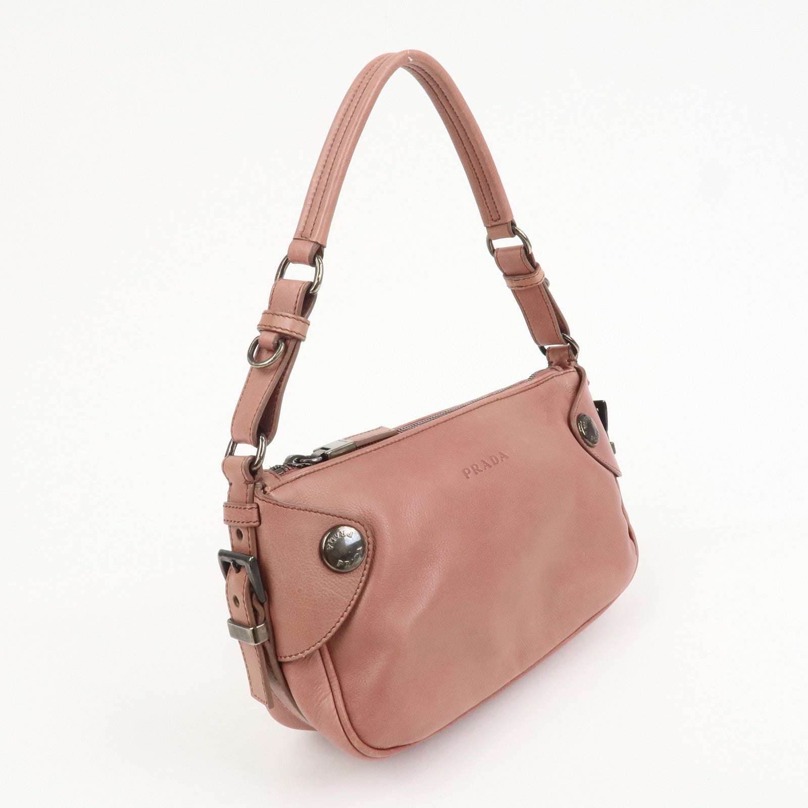 PRADA Leather Shoulder Bag Hand Bag Pink