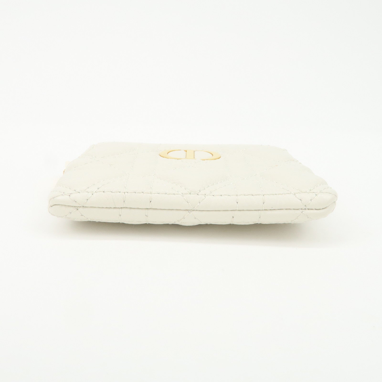 Christian Dior Cannage Caro Leather Heart Coin Case White