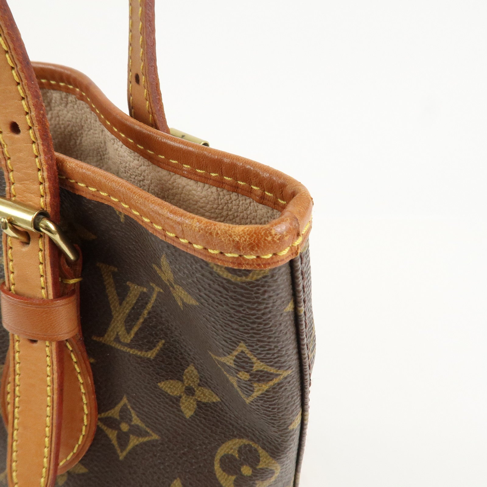 Louis Vuitton Monogram Canvas Bucket PM Hand Bag Brown M42238