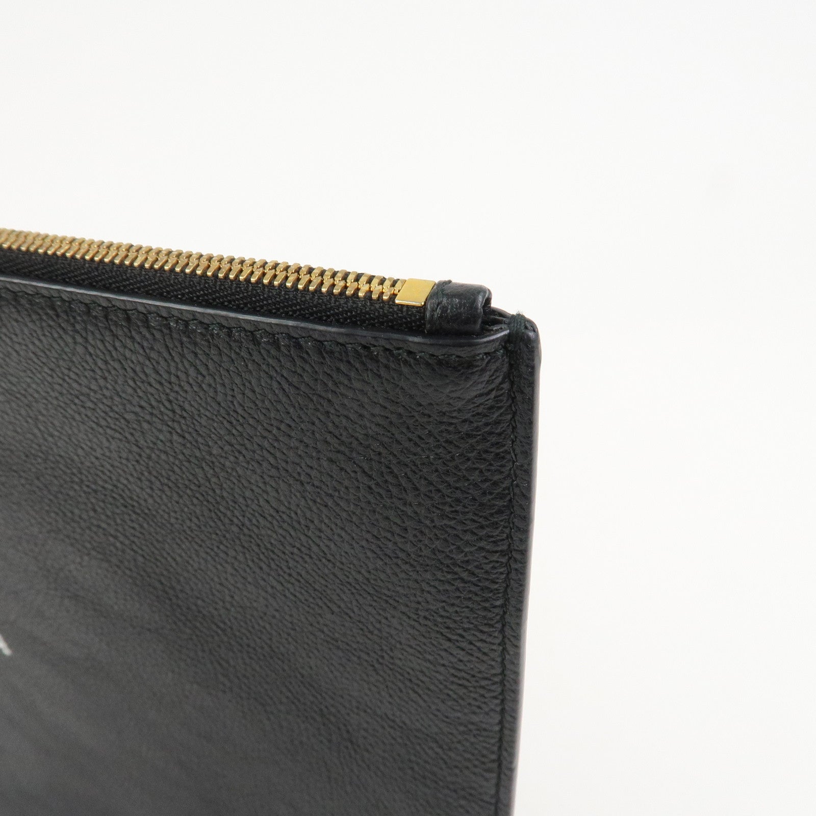 BALENCIAGA Everyday Leather Clutch Bag Flat Pouch Black 655605