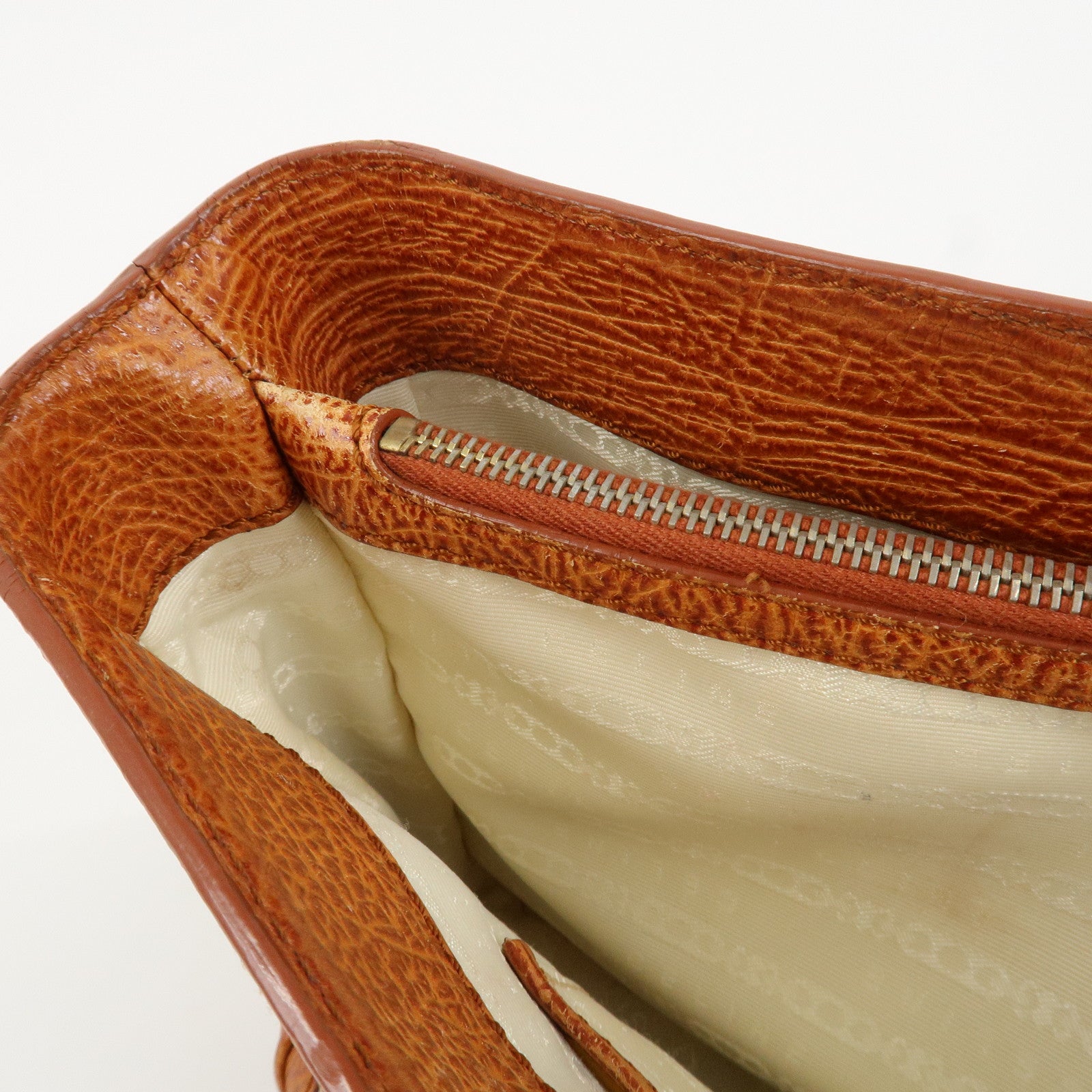 CELINE Macadam Canvas Leather Boogie Bag Hand Bag Beige Brown Used