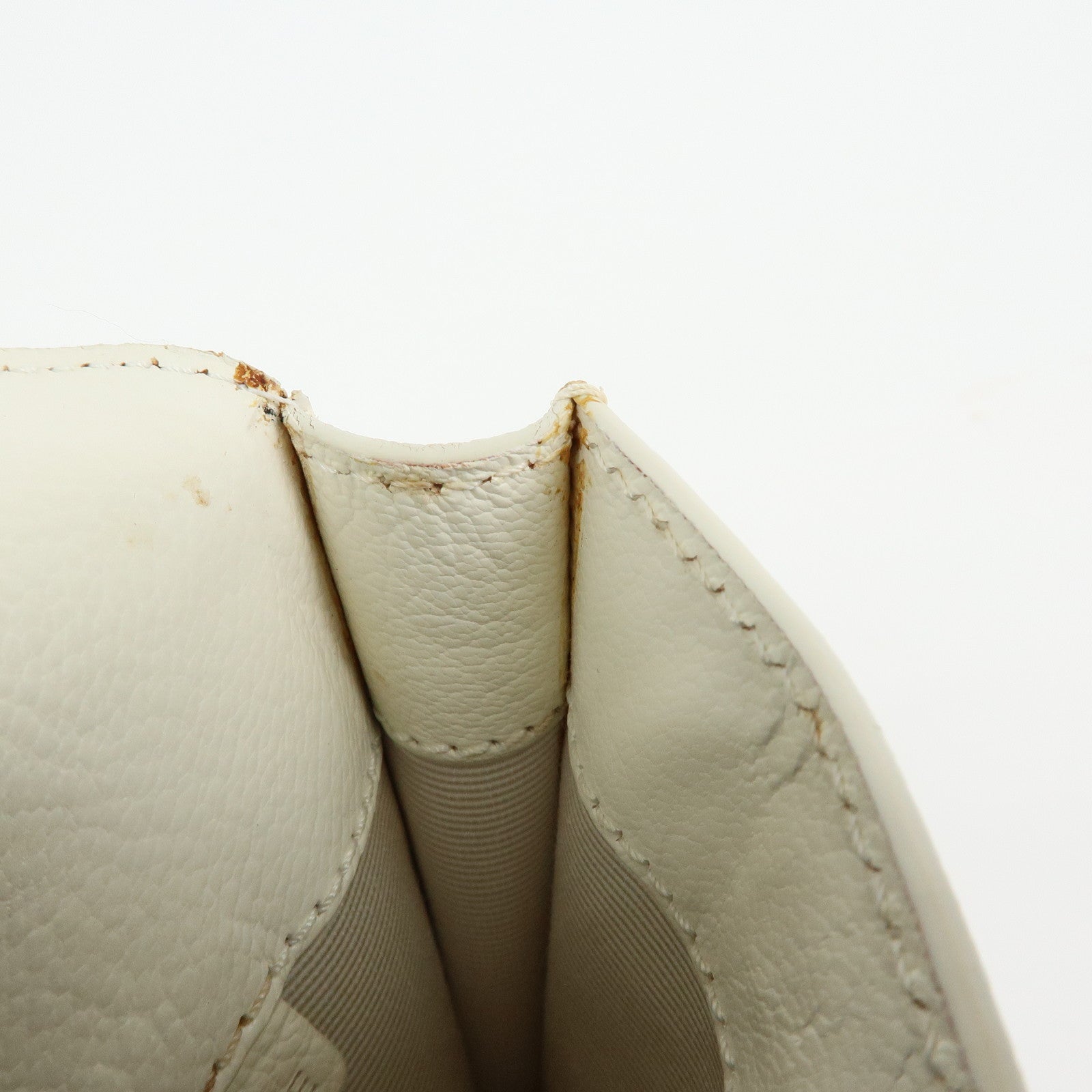 CELINE Triomphe Leather Lapin Fur Shoulder Bag Crossbody Bag Ivory