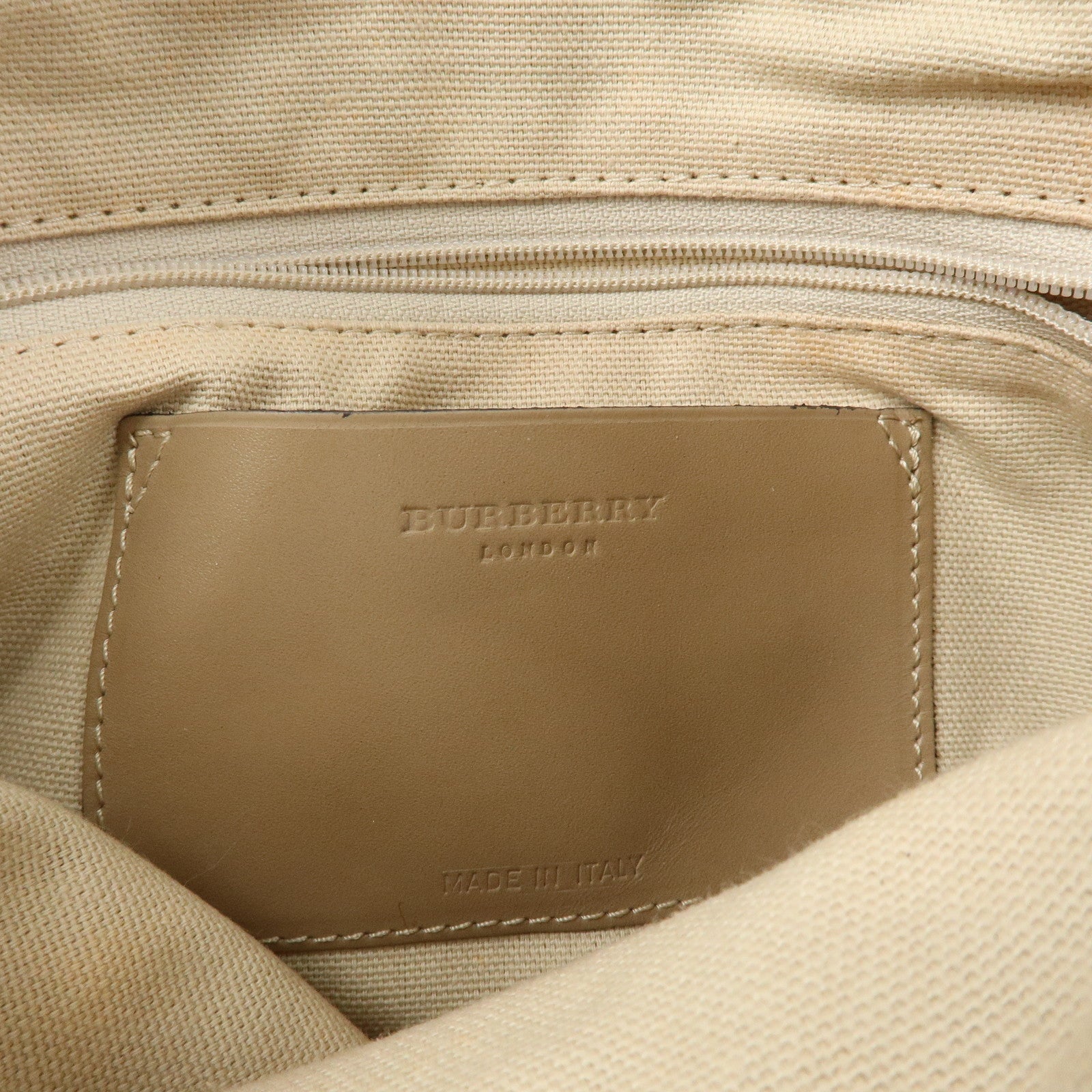 BURBERRY Nova Plaid Canvas Leather Shoulder Bag Beige