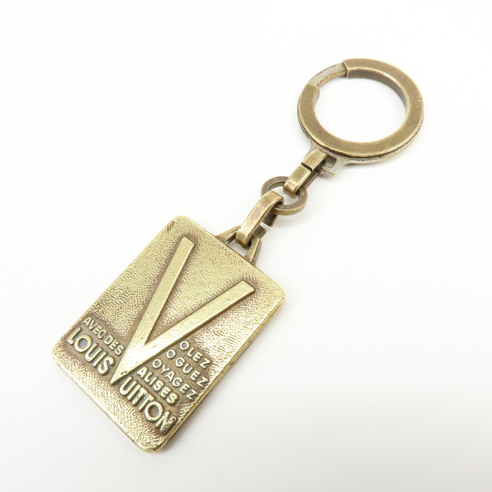 Louis Vuitton Logo Set of 2 Metal Bag Charm Key Charm Gold