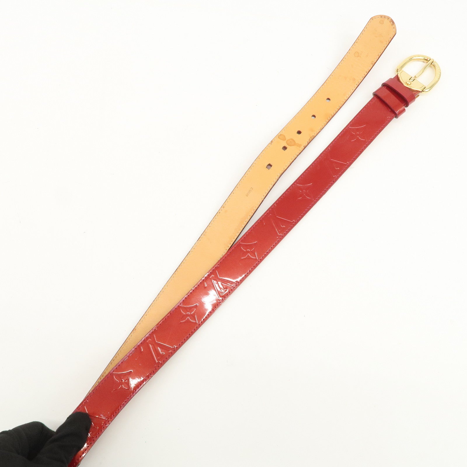 Louis Vuitton Monogram Vernis Ceinture Carre Belt 90/36 Red M6980