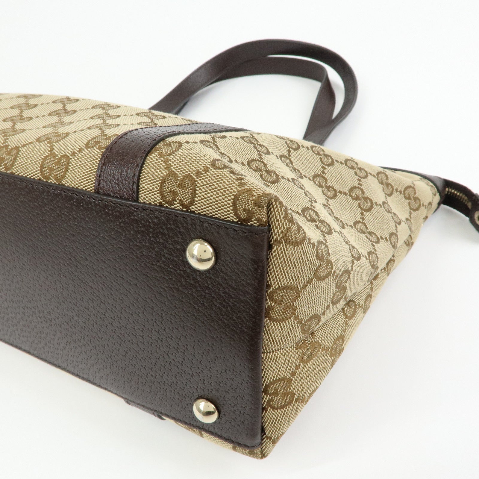 GUCCI Abbey GG Canvas Leather Tote Bag Hand Bag Beige Brown 141470