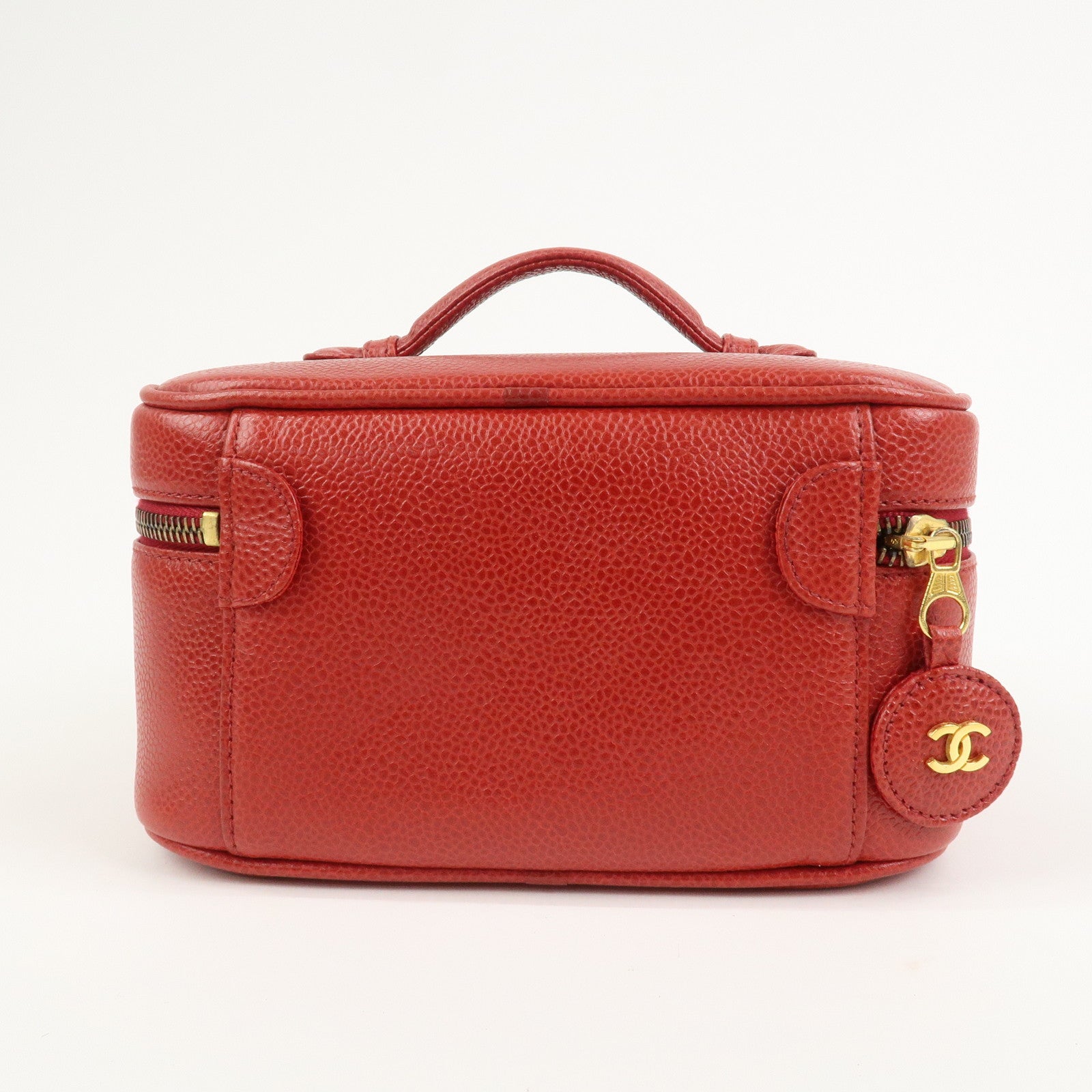 CHANEL COCO Mark Caviarskin Vanity Bag Hand Bag Red A01998