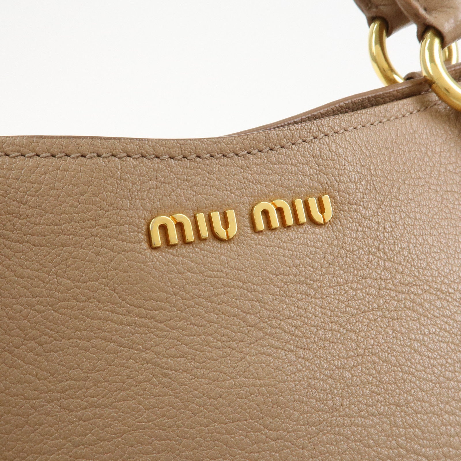 MIU MIU Madras Leather 2Way Shoulder Bag Hand Bag Pink Beige RN0886