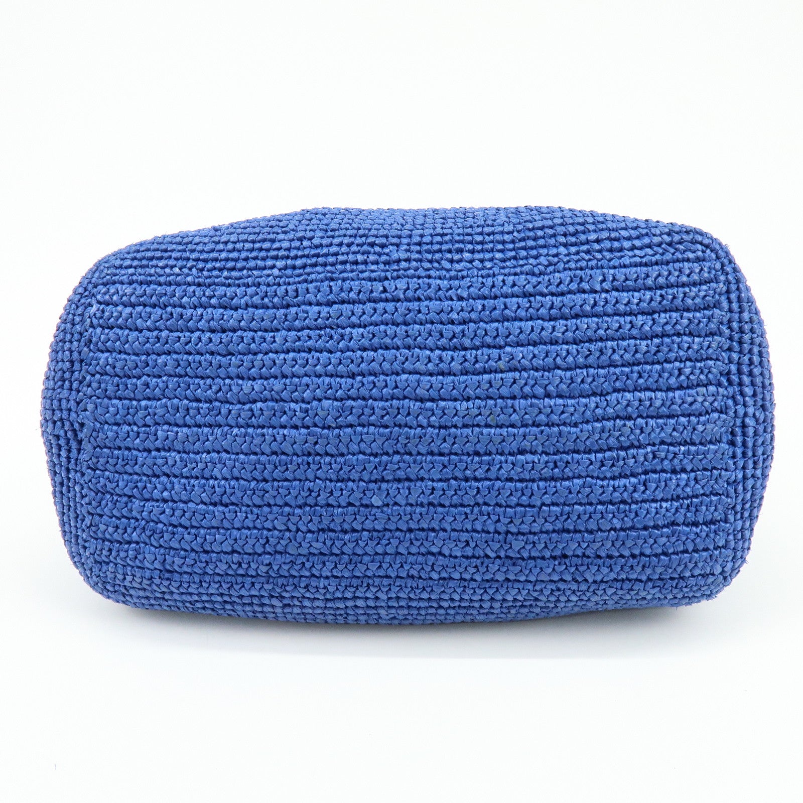 PRADA Triangle Logo Raffia 2Way Hand Bag Shoulder Bag Blue 1BG175